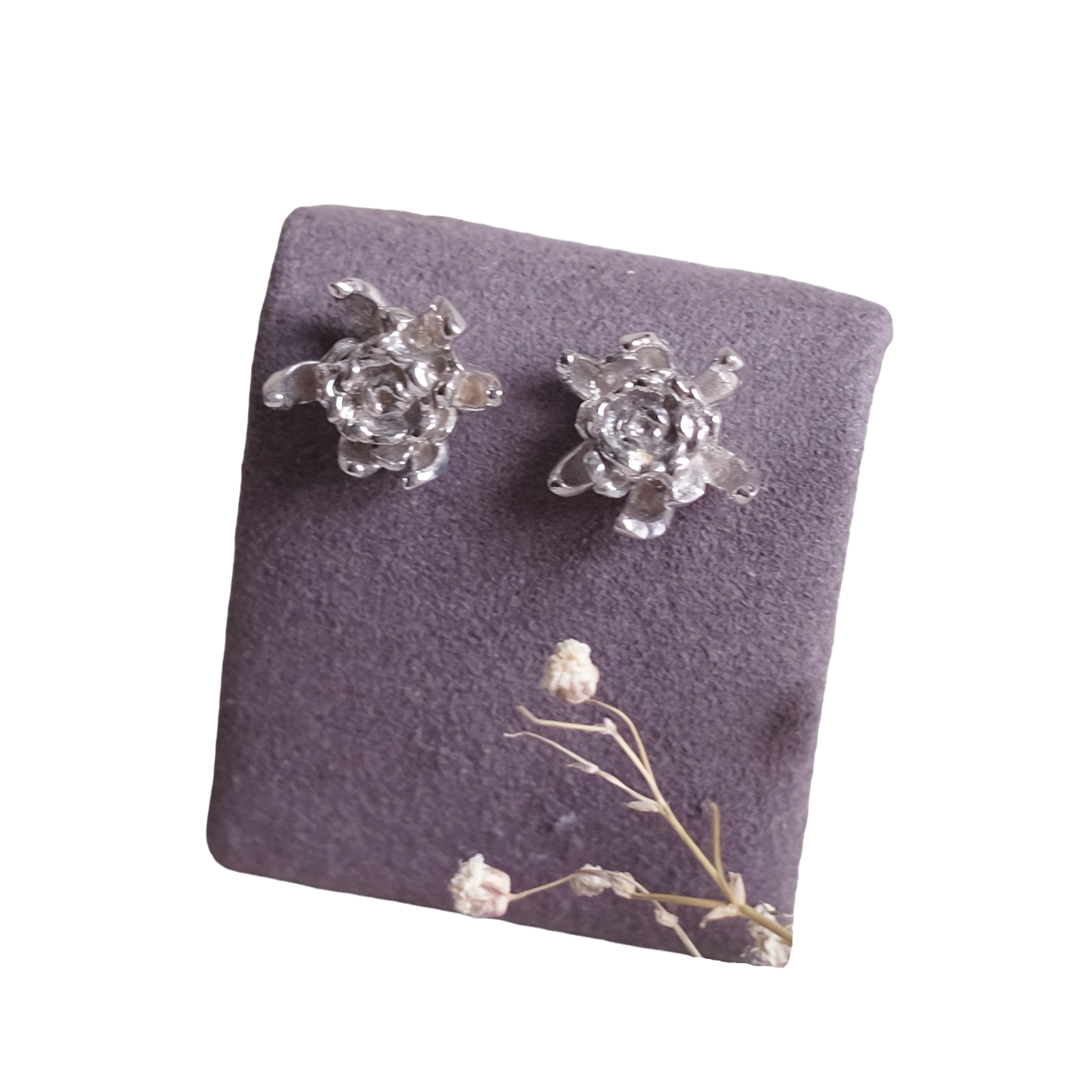 Chrysanthèmes - Boucles d'oreilles en argent 925 plaquées rhodium