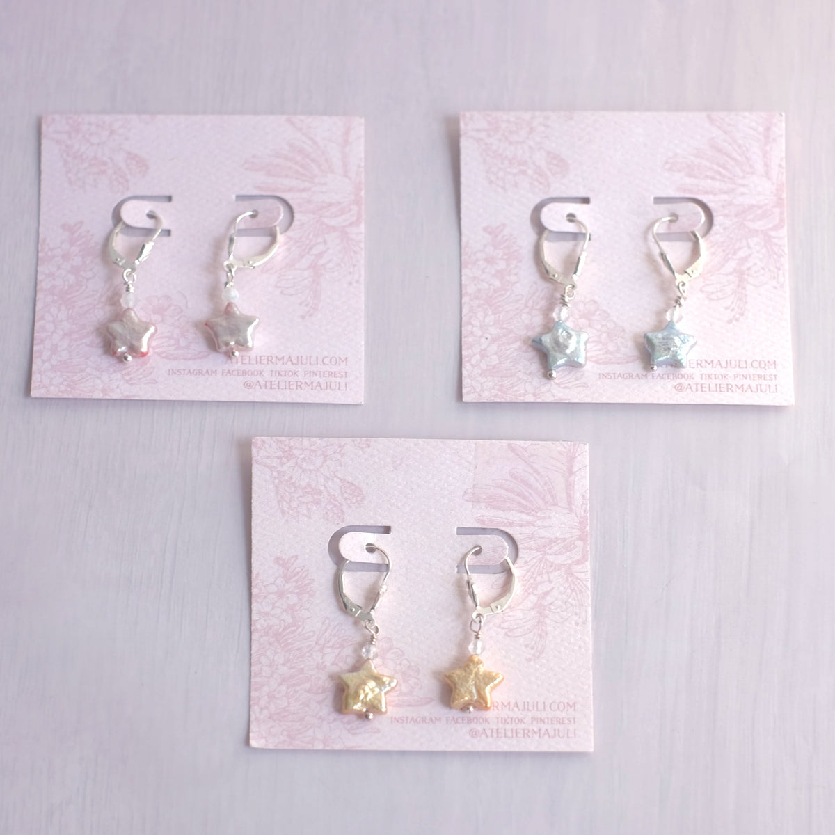 Boucles d'oreilles Perles Étoilées en argent sterling