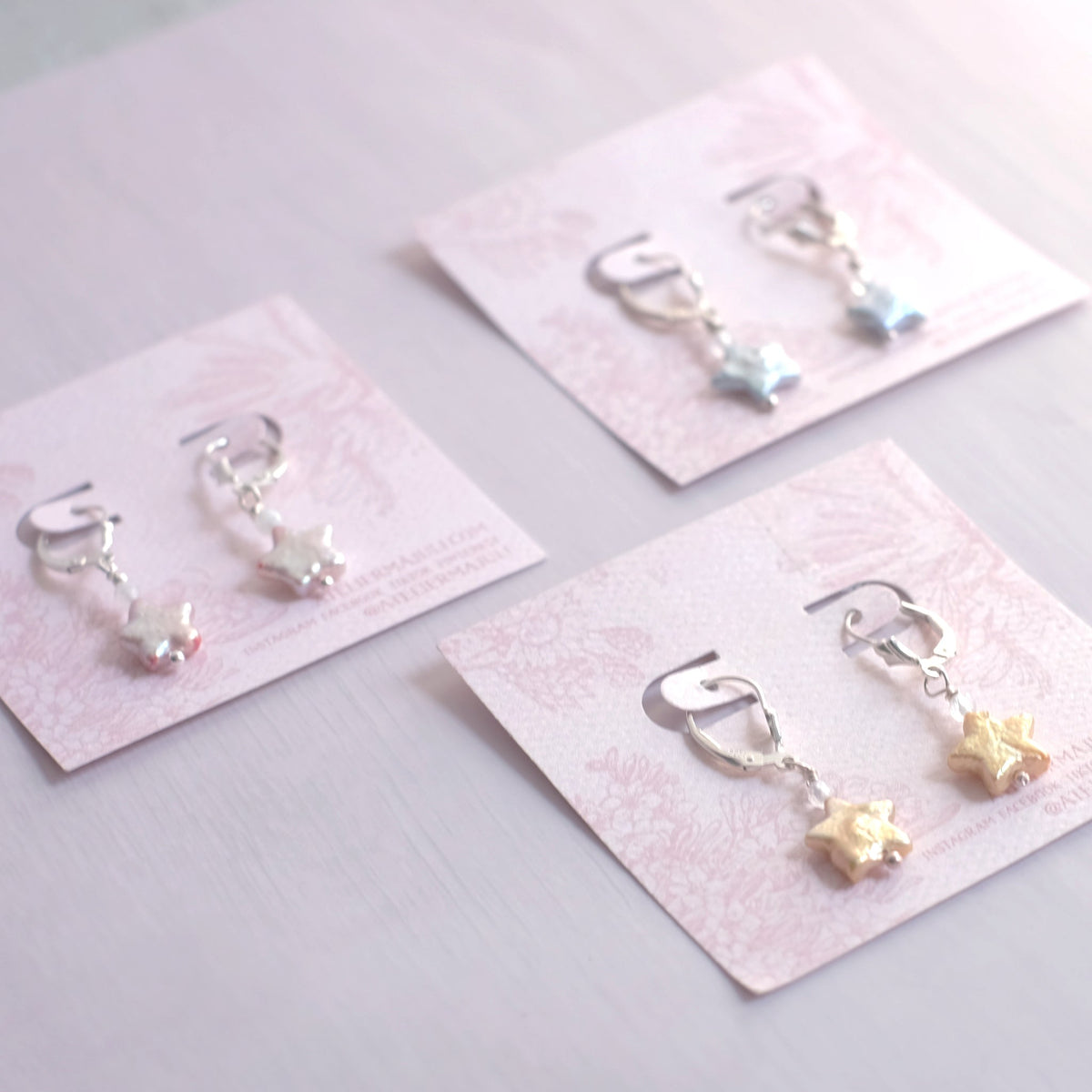 Boucles d'oreilles Perles Étoilées en argent sterling