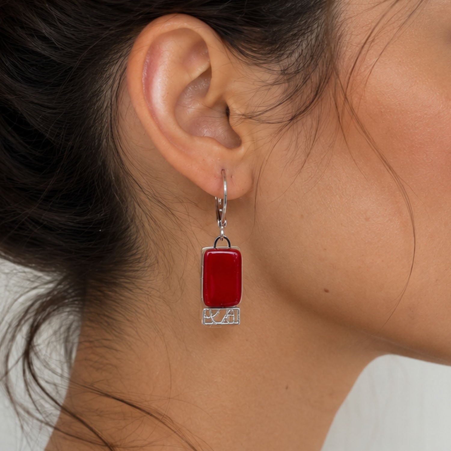 Boucles d'oreilles en verre opaque