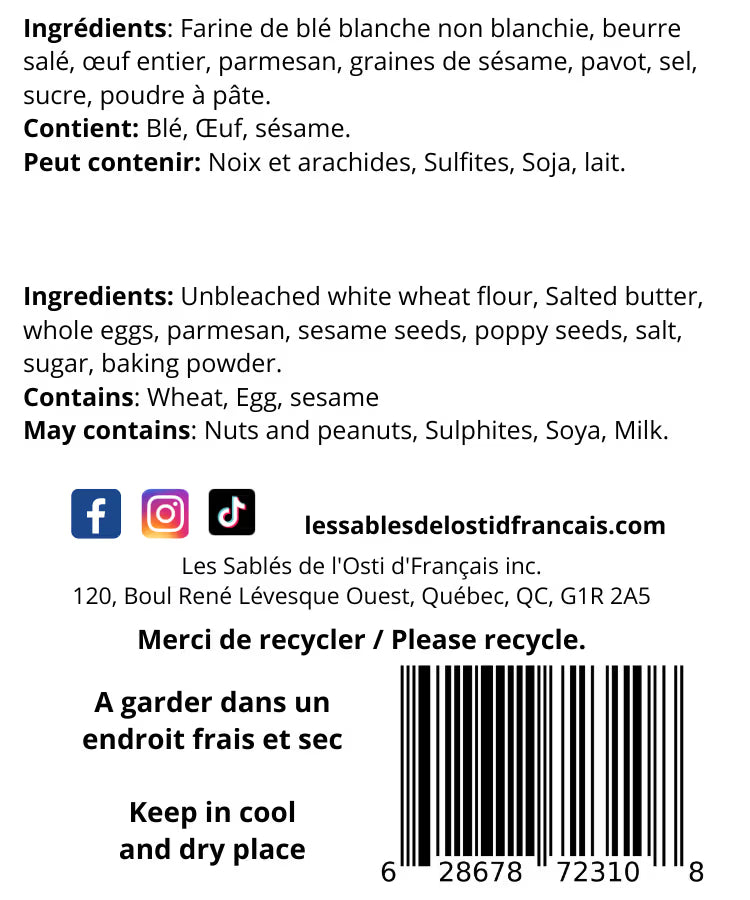 Boite de p'tits Sablés - Parmesan sésame et pavot