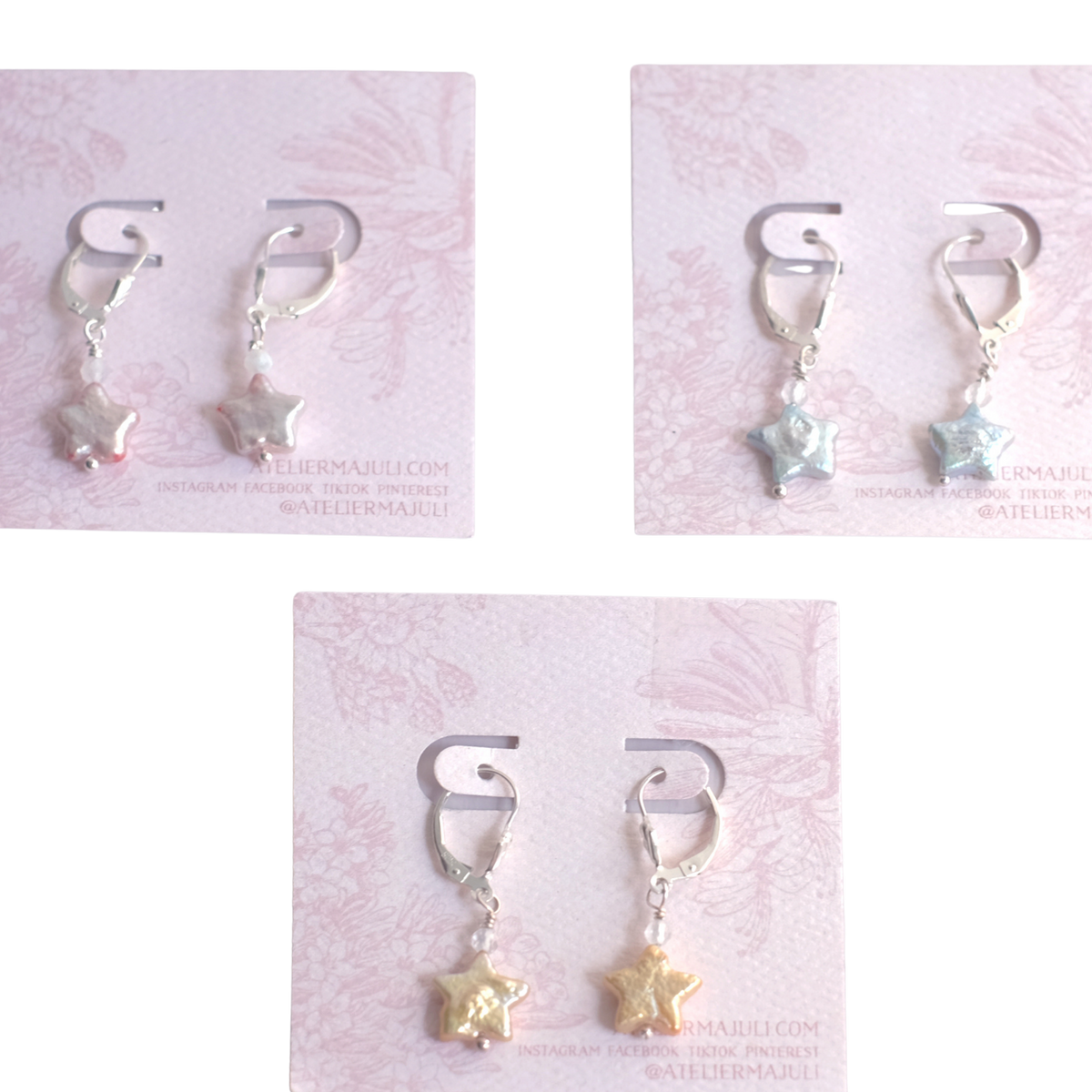 Boucles d'oreilles Perles Étoilées en argent sterling