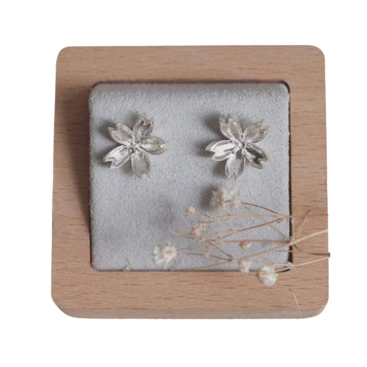 Sakura - Boucles d'oreilles en argent 925 plaquées rhodium