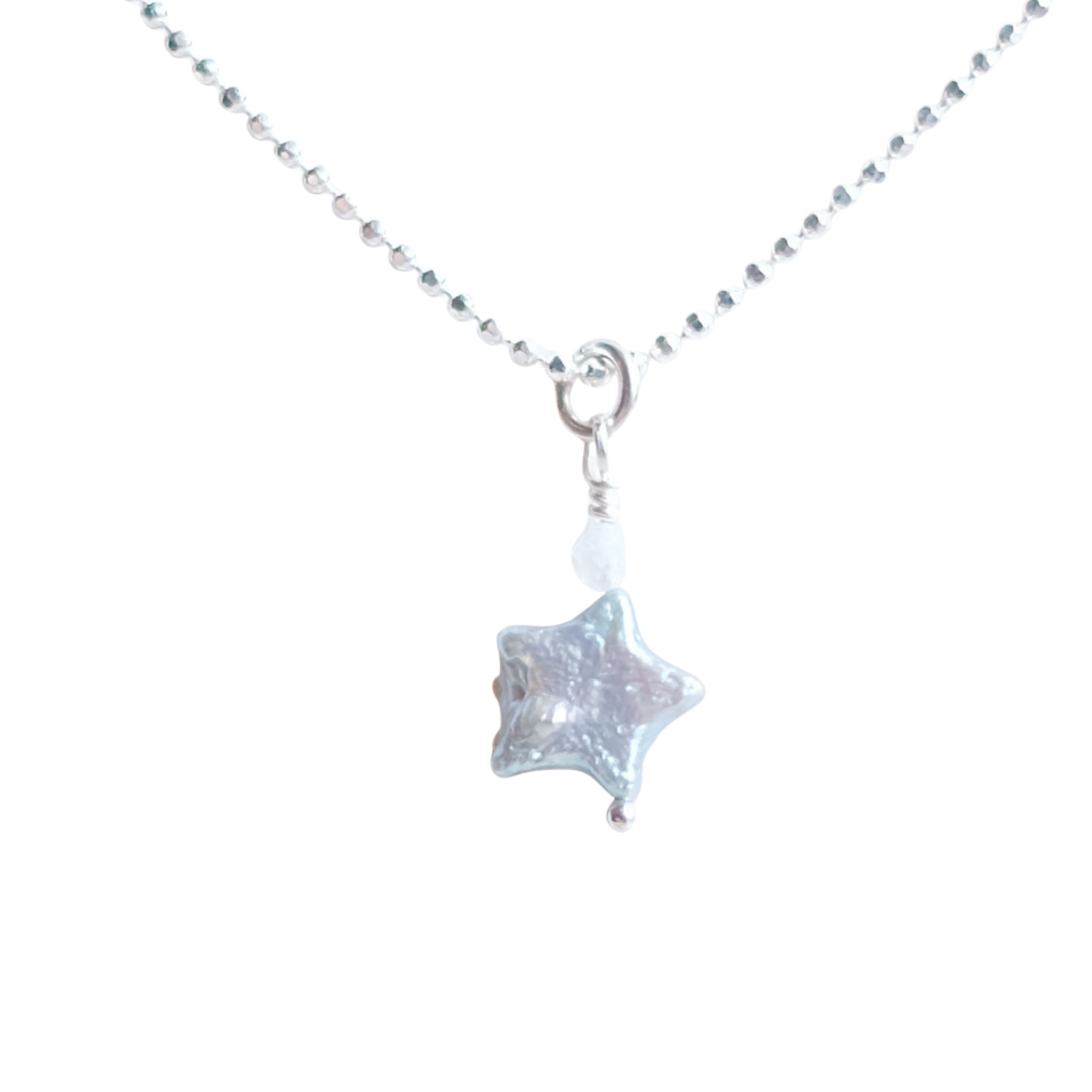Collier étoile de nacre, version bleue