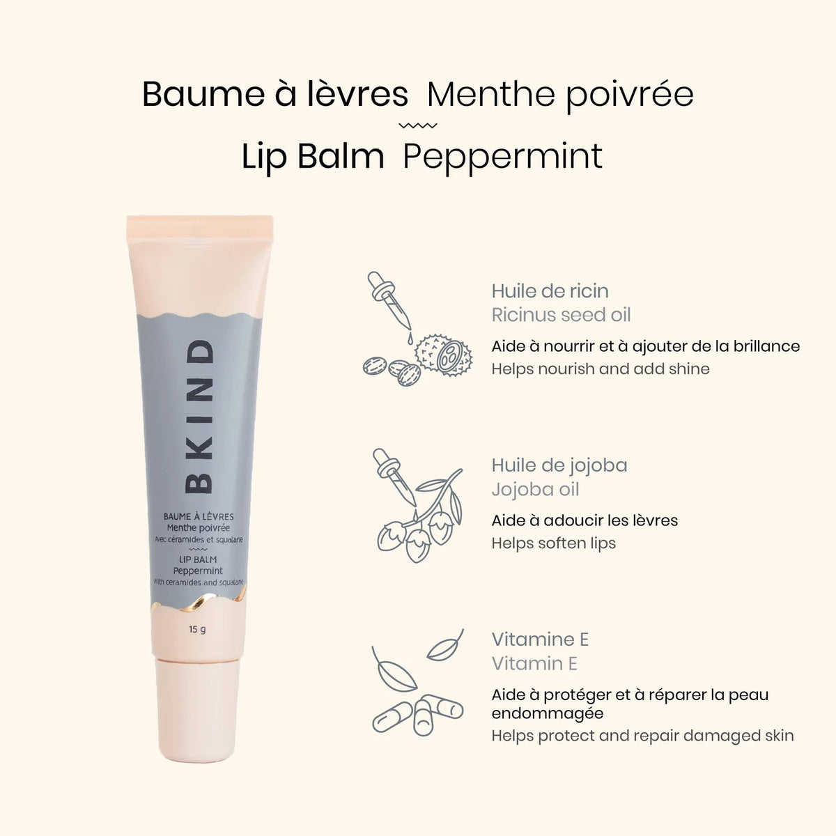 Baume à lèvres nourrisant avec céramides - Menthe poivrée