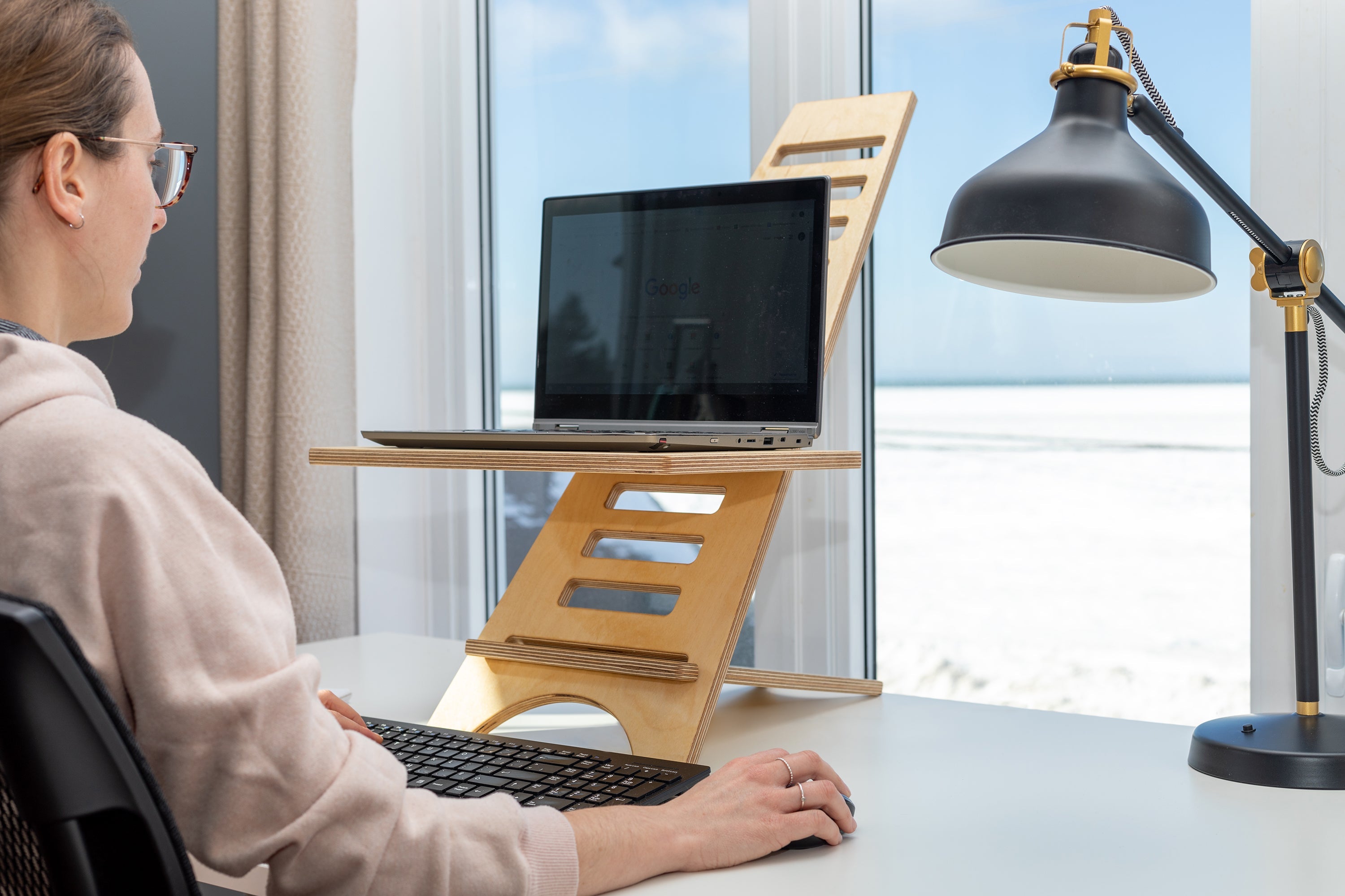 Station de travail en bois Assis-Debout