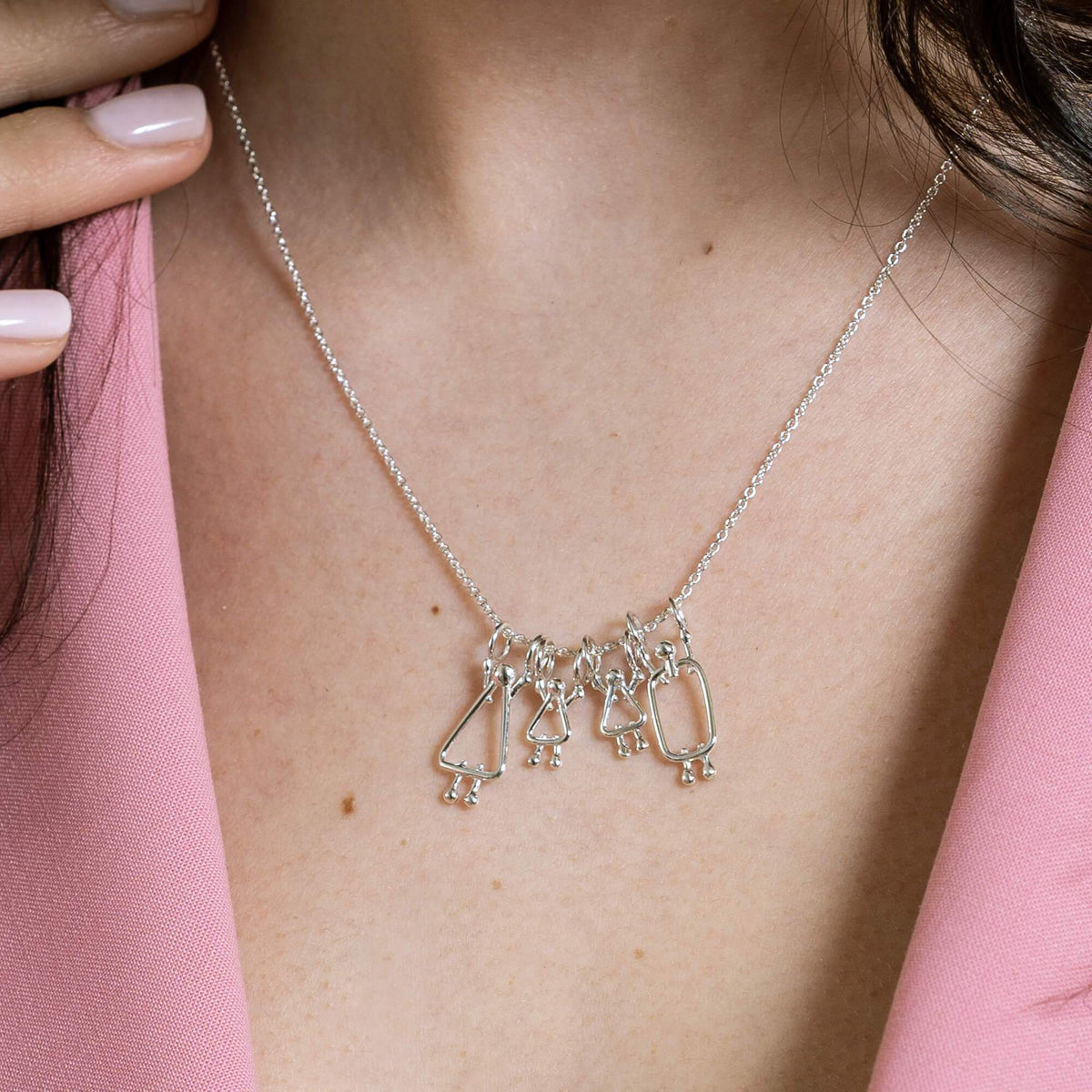 Gift for moms of 2 girls - Sterling silver necklace