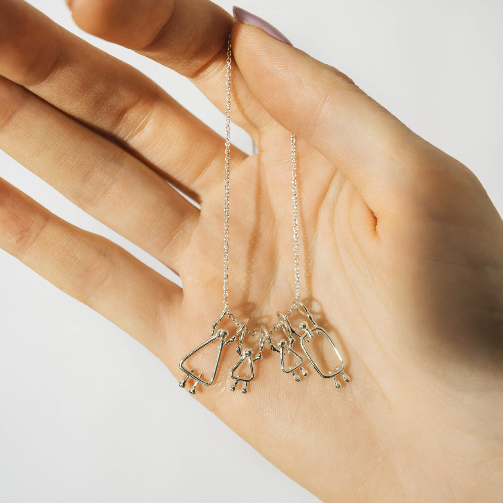 Gift for moms of 2 girls - Sterling silver necklace