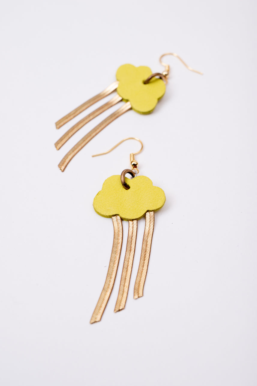 Boucles d'oreilles en cuir et laiton modèle NUAGE