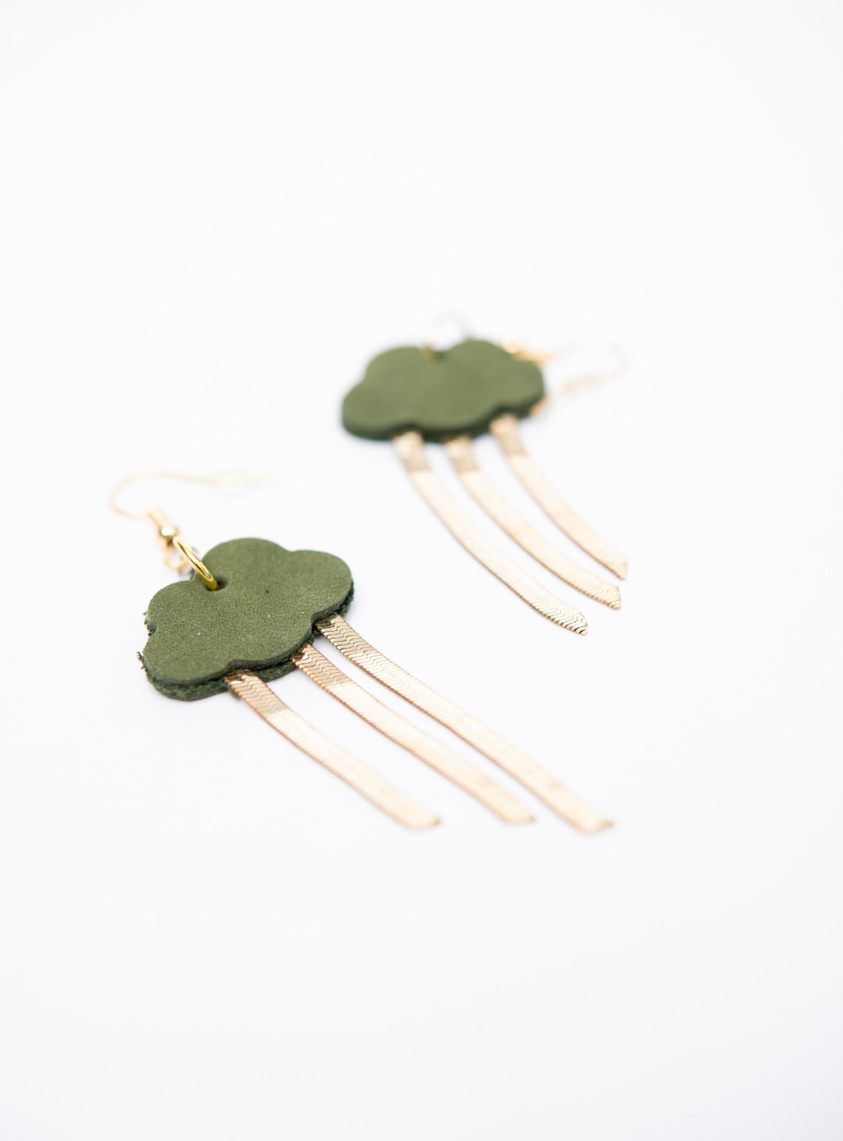 Boucles d'oreilles en cuir et laiton modèle NUAGE