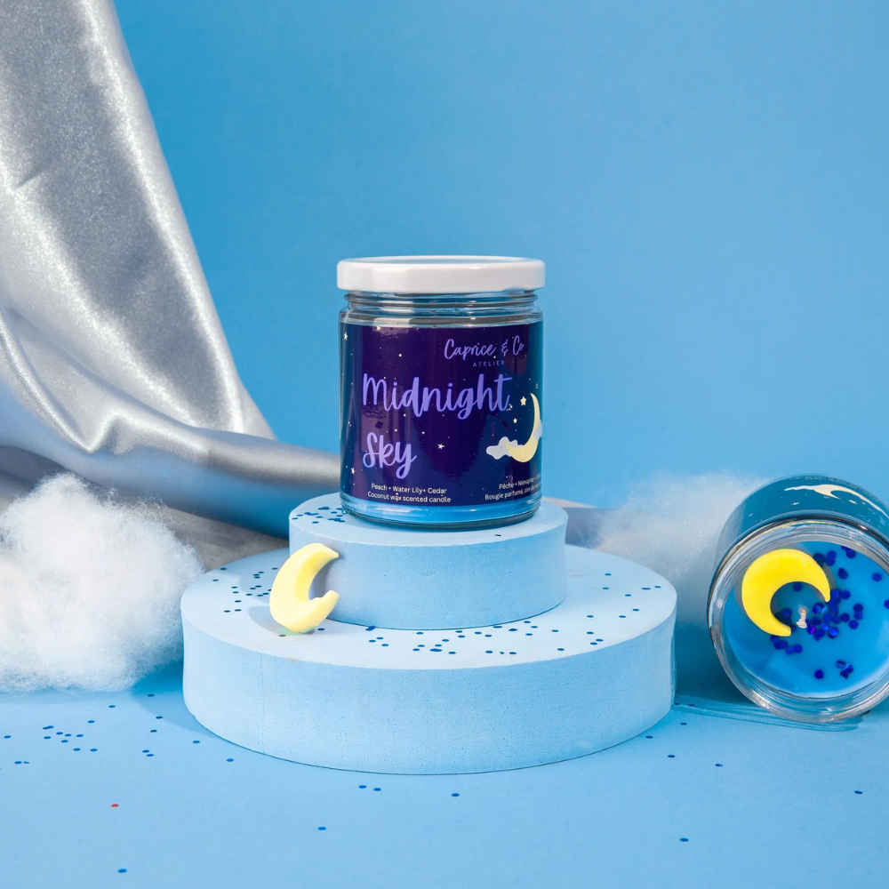 Bougie Midnight Sky - Pêche, Nénuphar & Cèdre