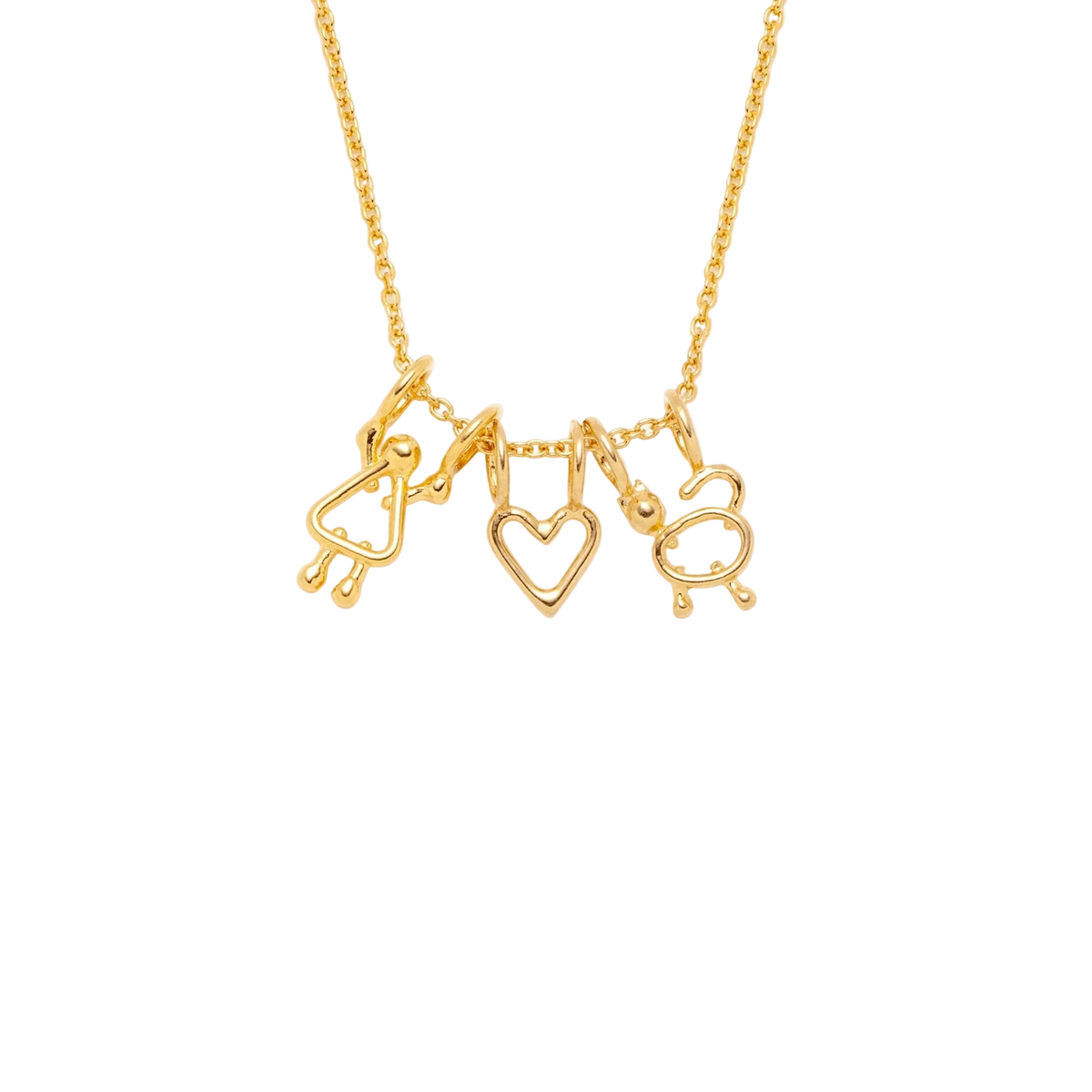 Collier fille, cœur et chat