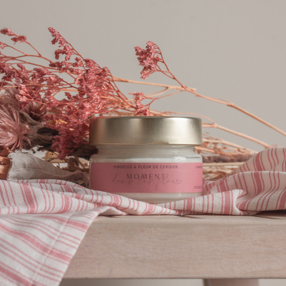 Chandelle Moment dans les fleurs - Hibiscus & fleur de cerisier