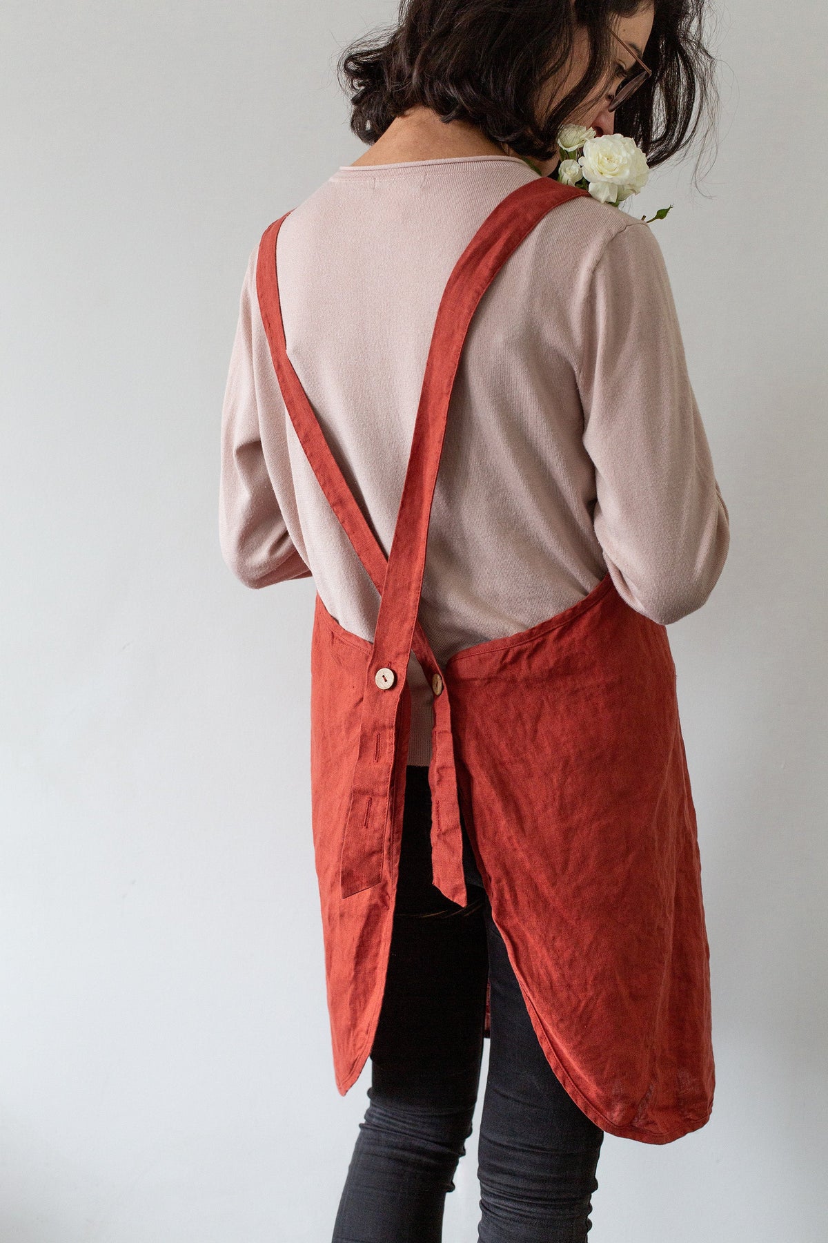 Tablier en lin - Terracotta