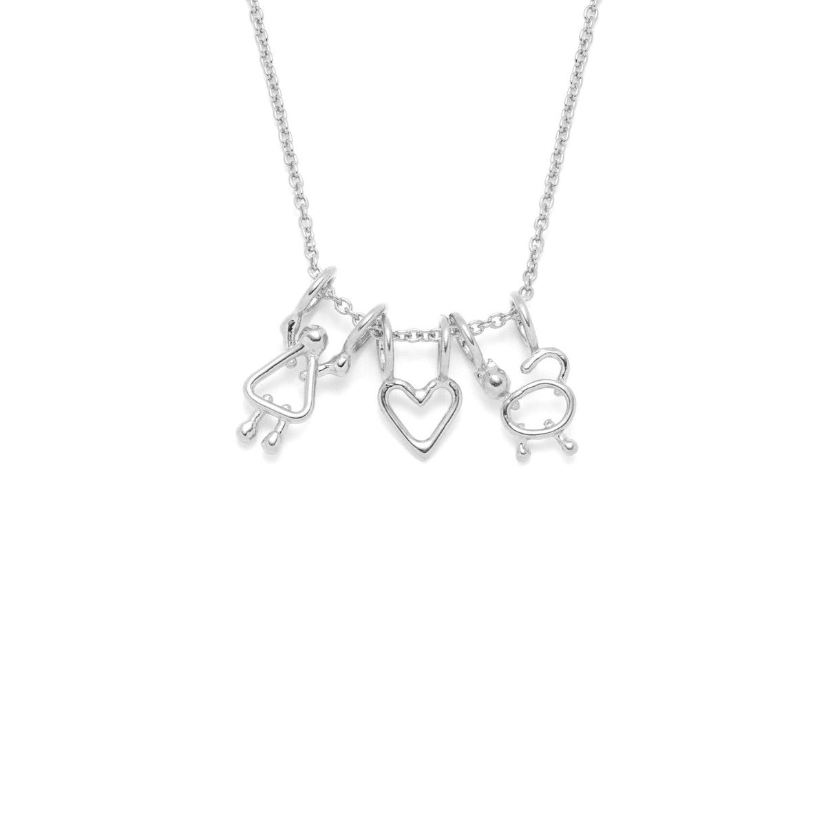 Collier fille, cœur et chat
