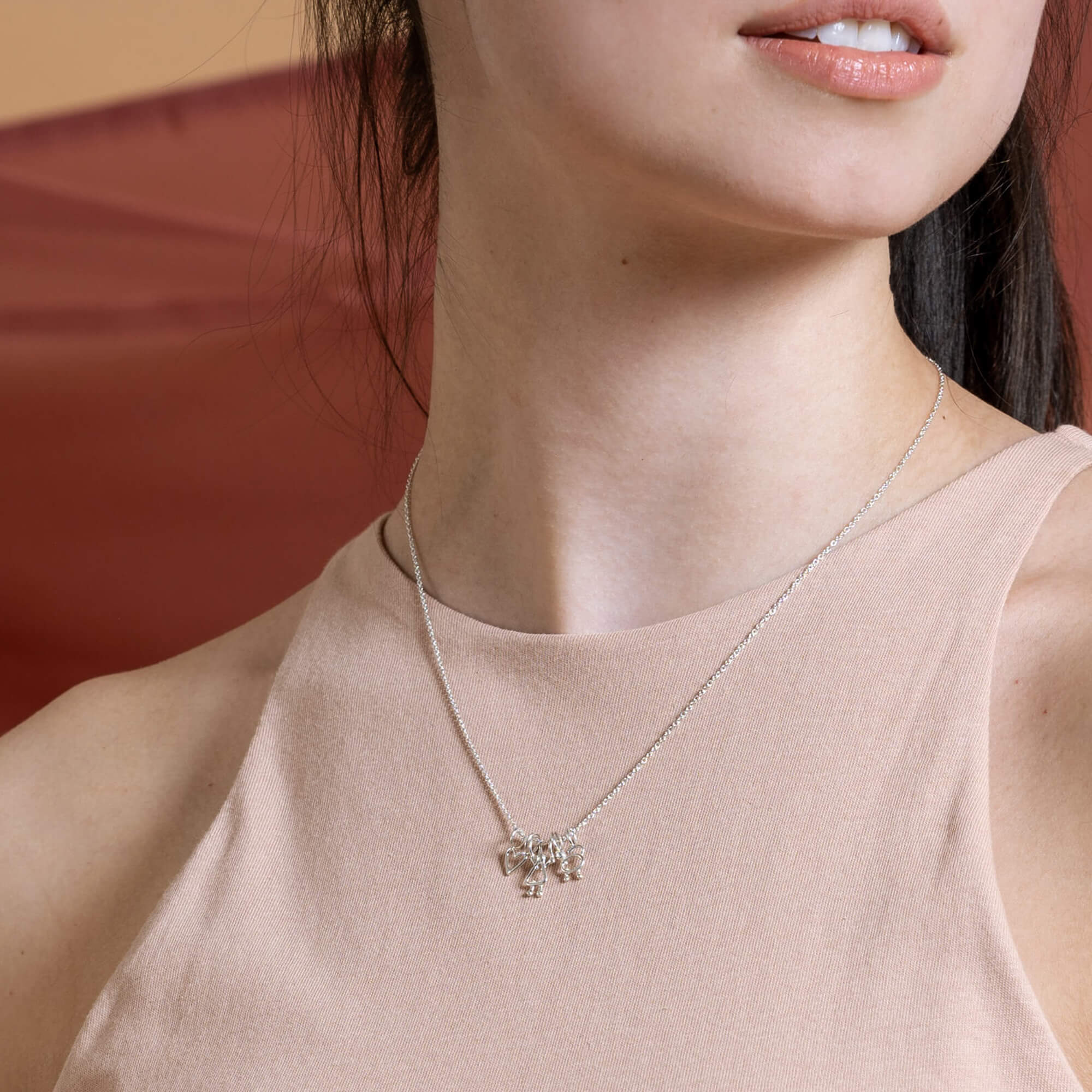 Collier fille, cœur et chat