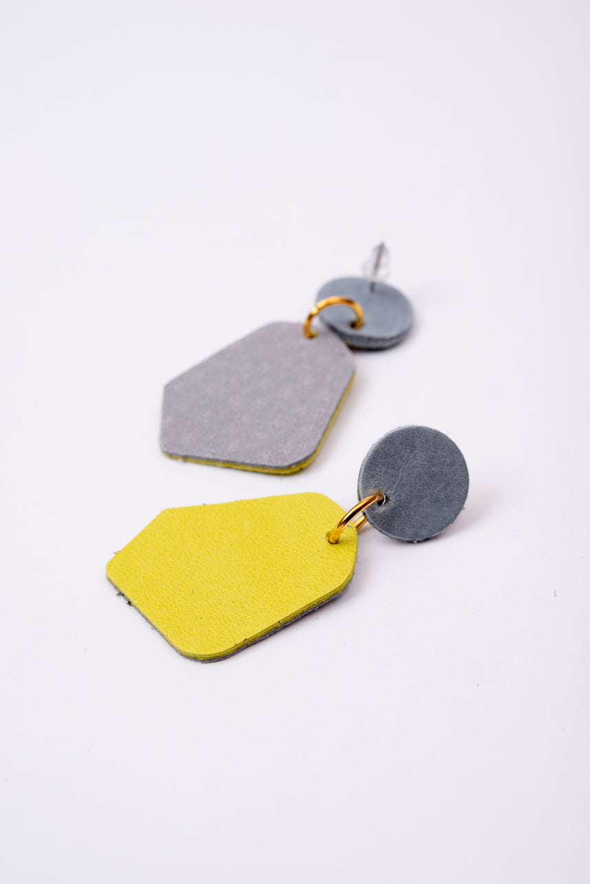 Granges boucles d'oreilles géométriques en cuir modèle DÉLIMA