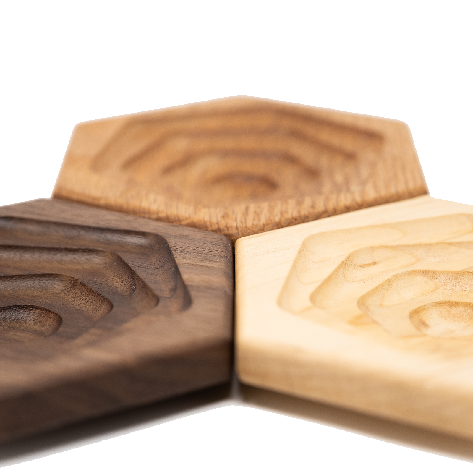 Planchette apéro hexagonale — porte-verre en bois massif