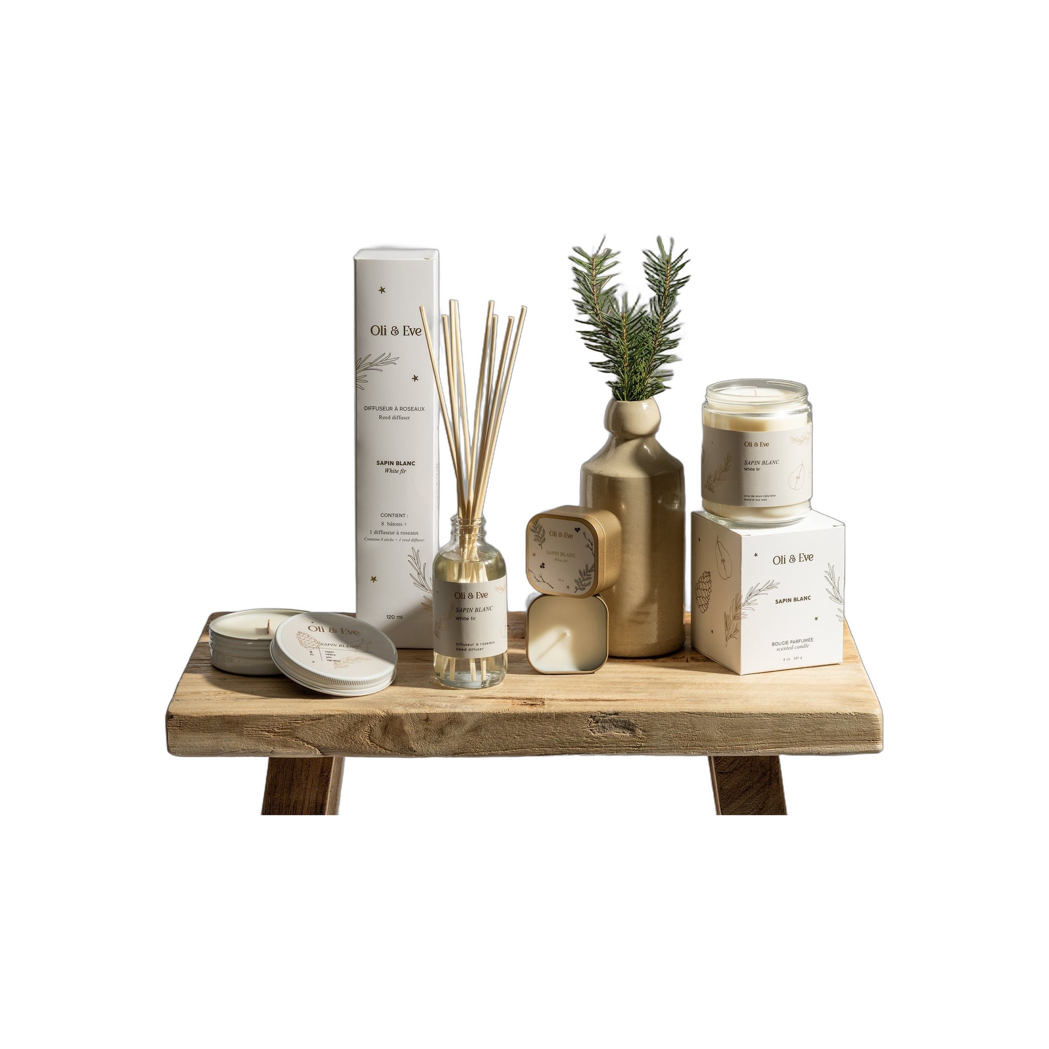Chandelle Sapin Blanc en verre - Oli & Eve