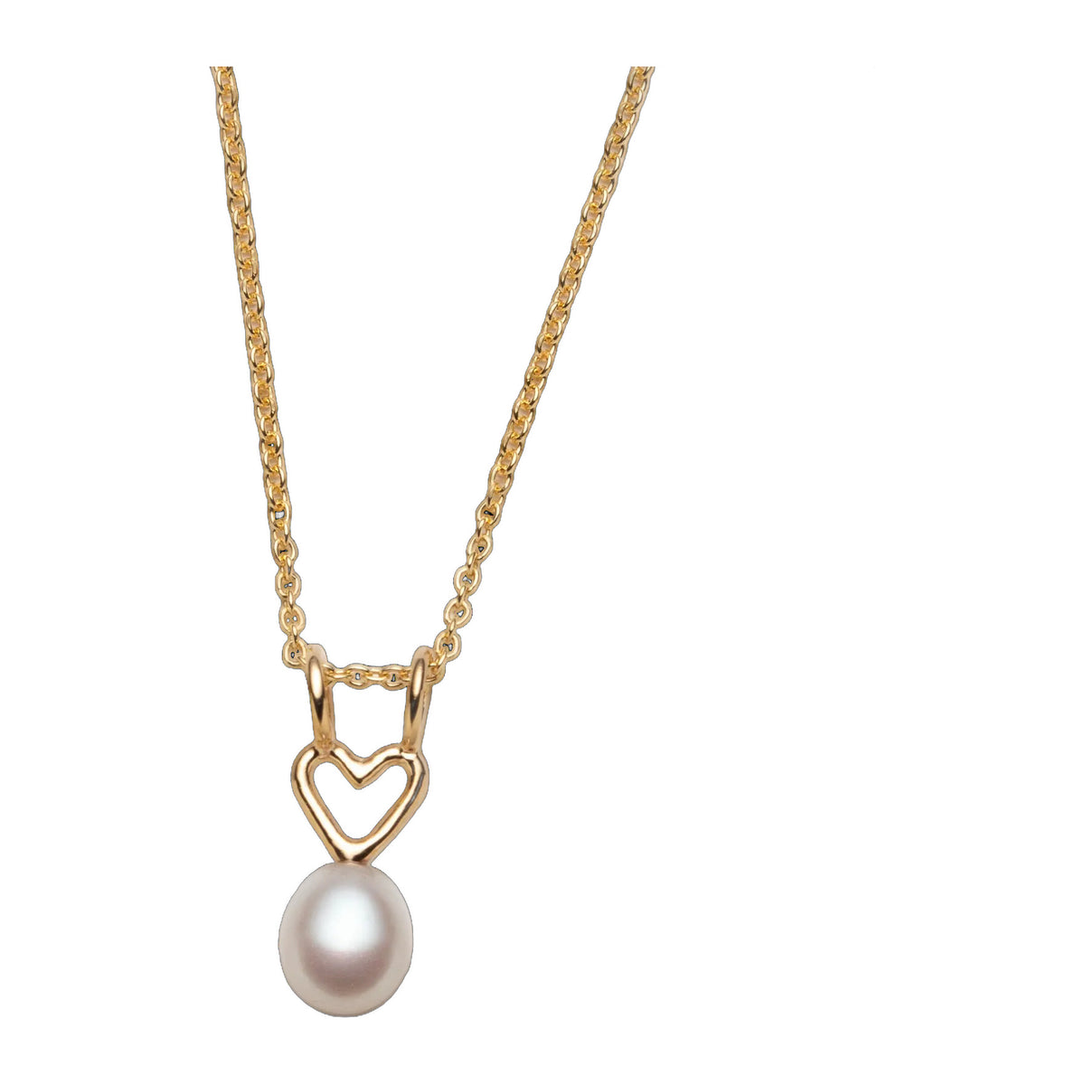 Collier avec breloque coeur et grosse perle blanche