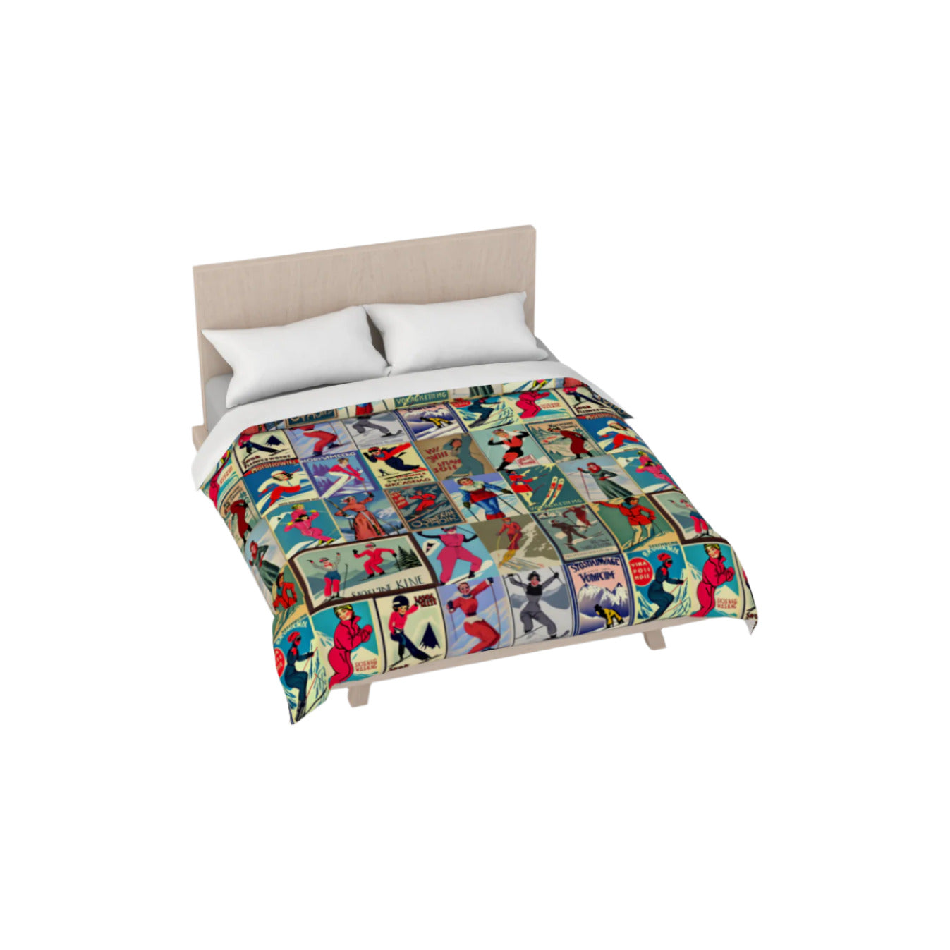 Housse de couette au style vintage femme Ski en rouge