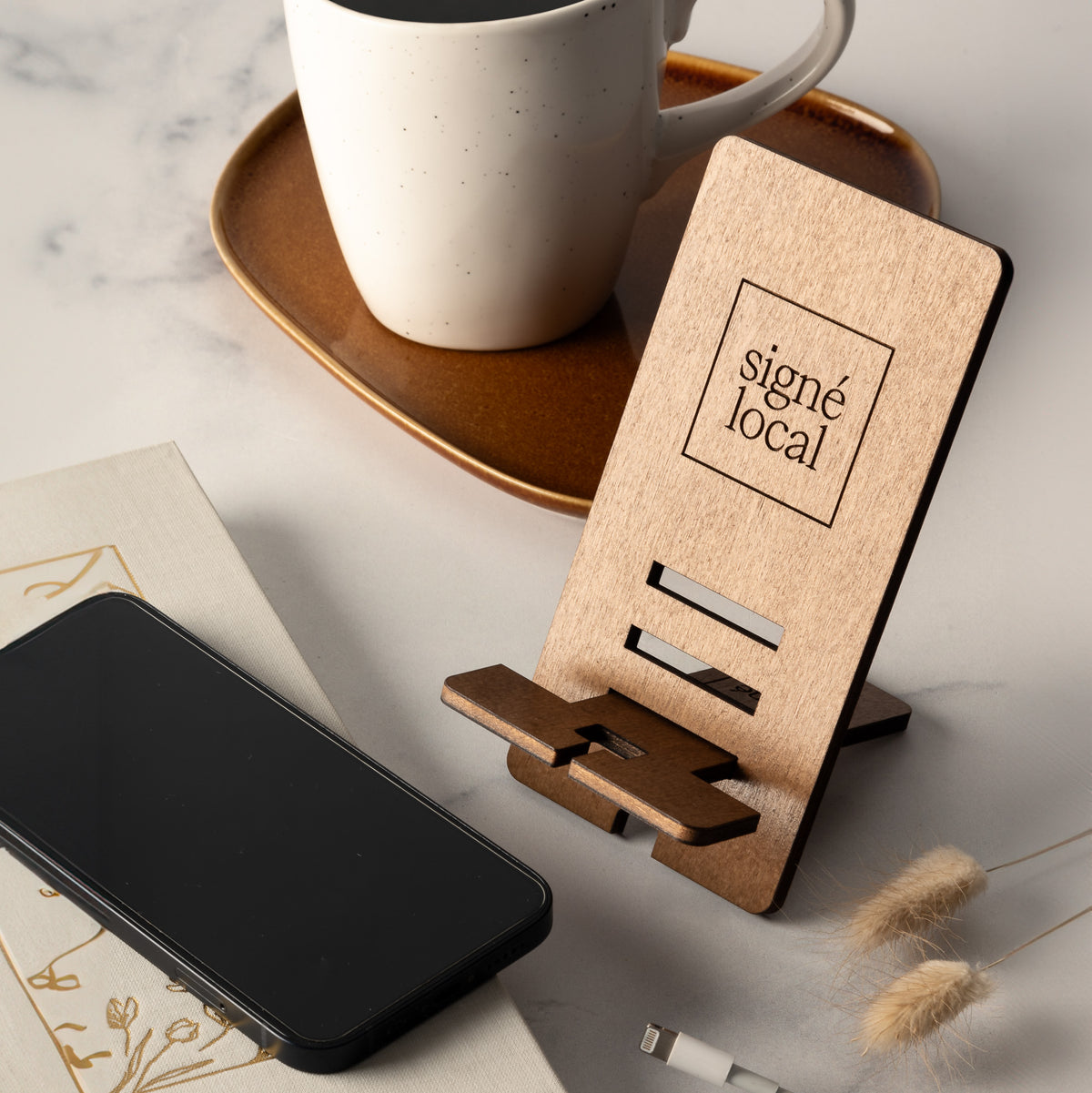 Support à cellulaire en bois d'érable