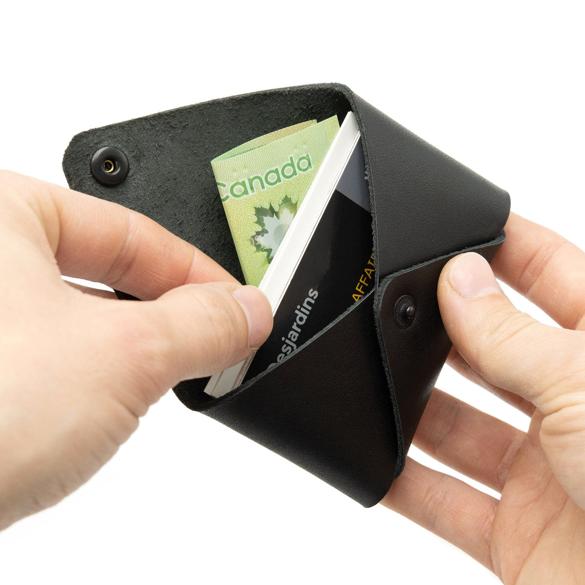 Étui à cartes en cuir noir