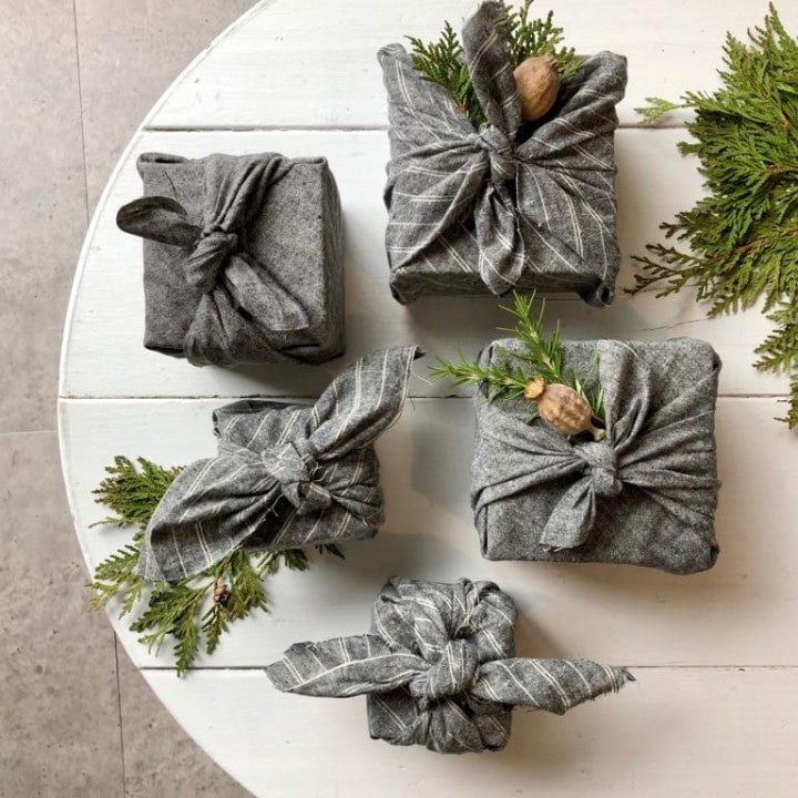 Furoshiki - Emballage cadeau réutilisable - Gris