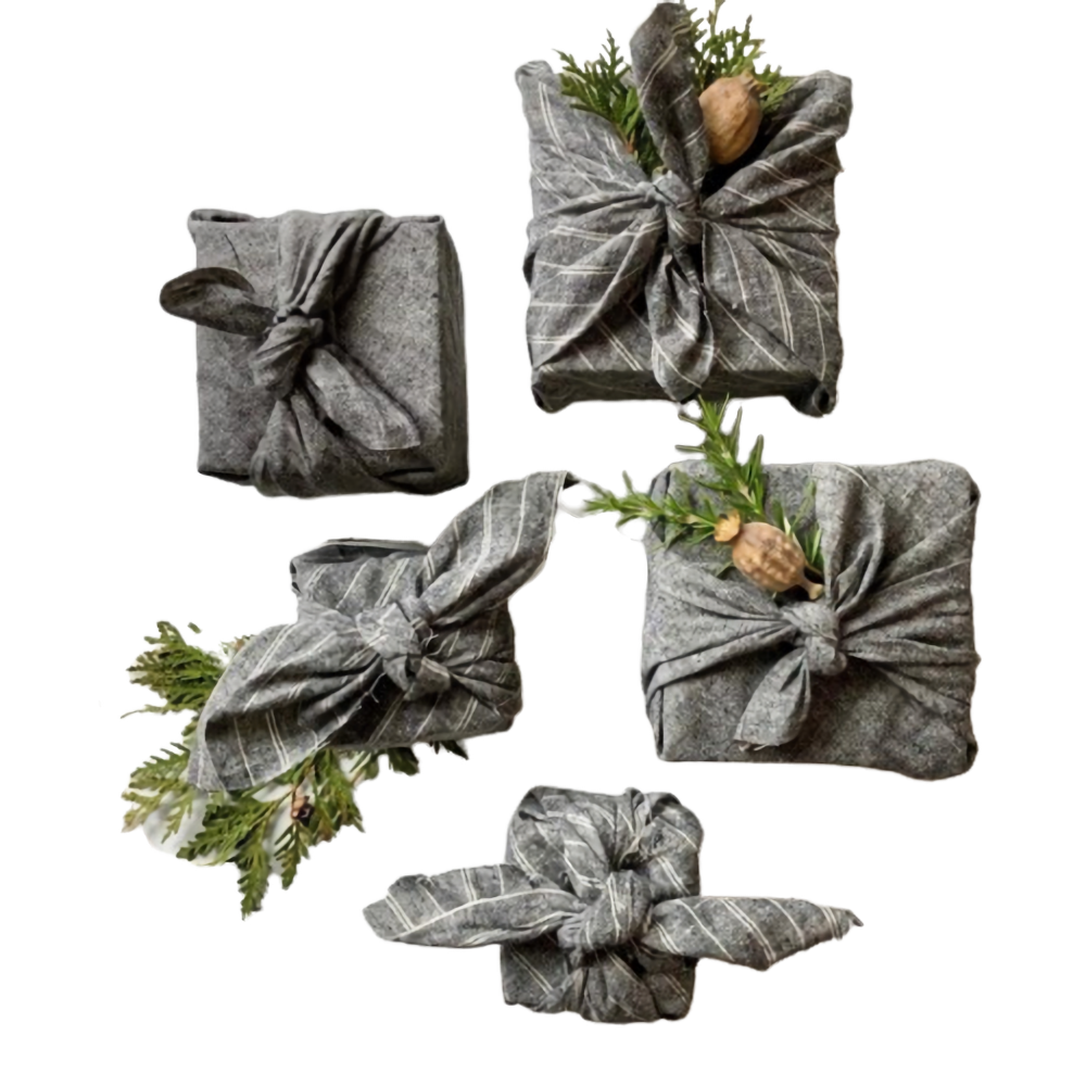 Furoshiki - Emballage cadeau réutilisable - Gris