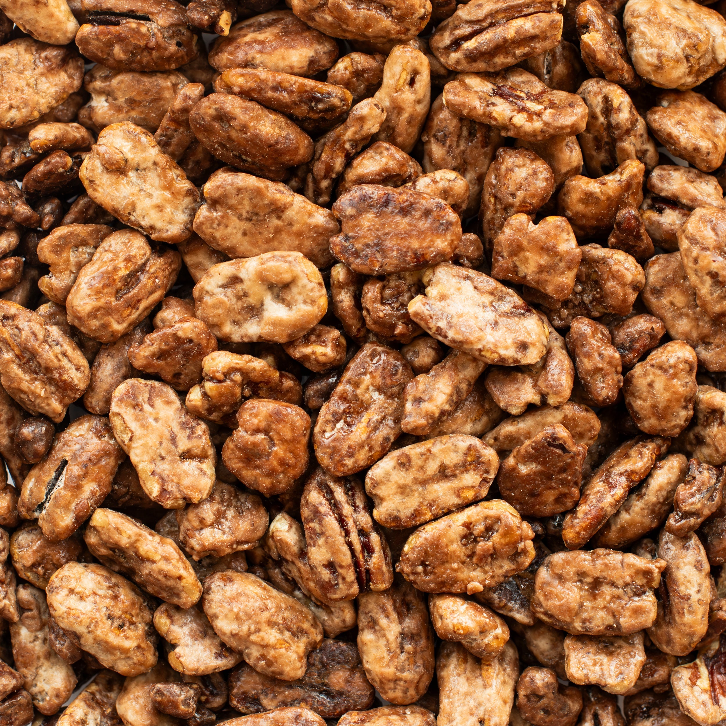 Close-up of Nutterie's maple roasted pecans