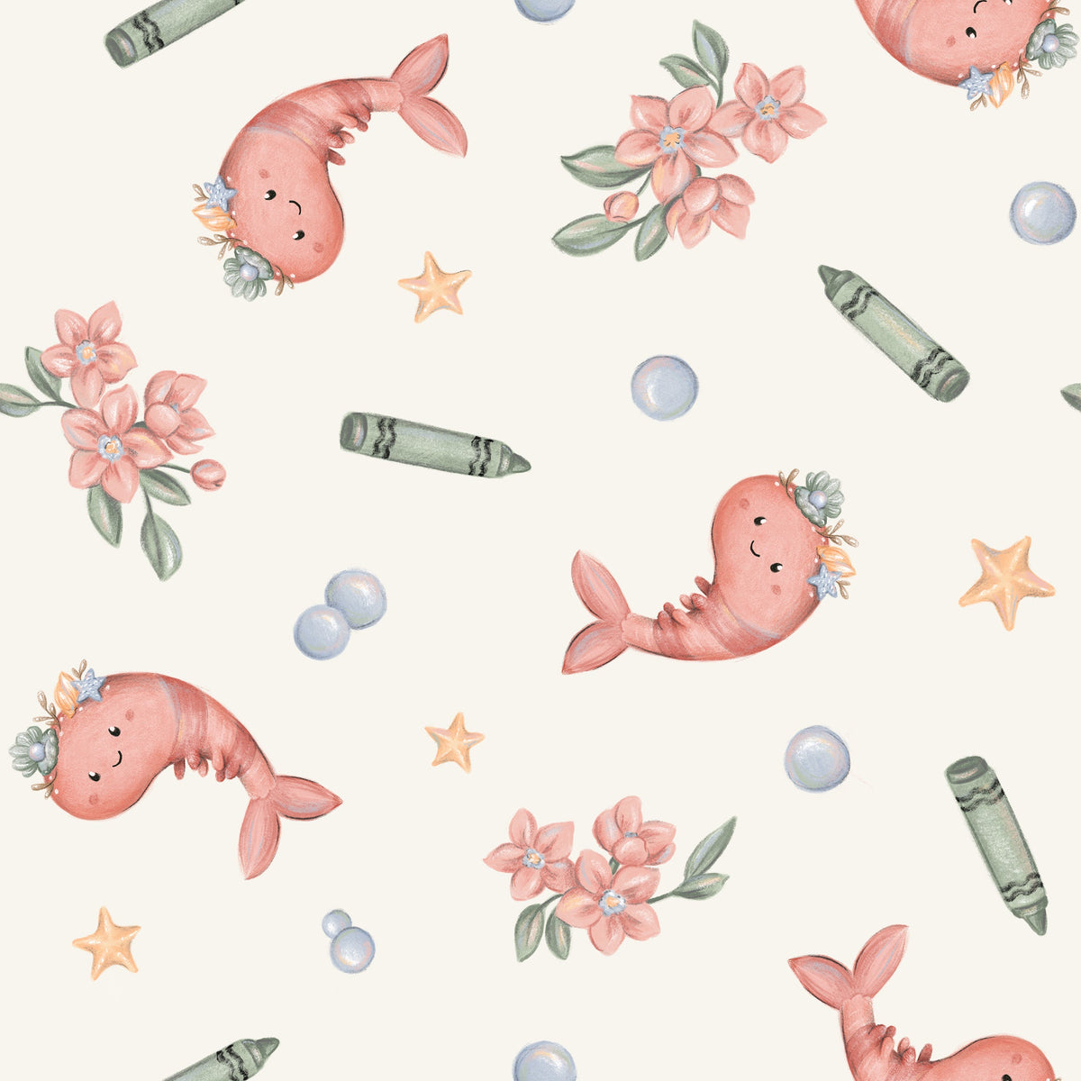 Chapeau à motifs de crevettes et crayons