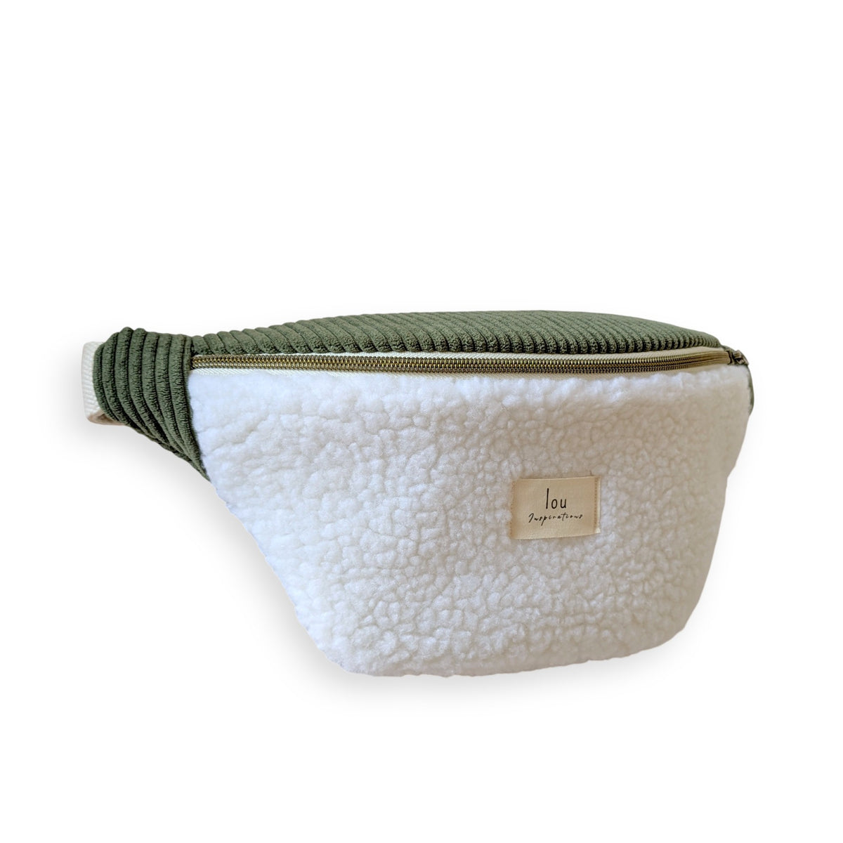 Sac banane | Sherpa & Velours | Vert kaki
