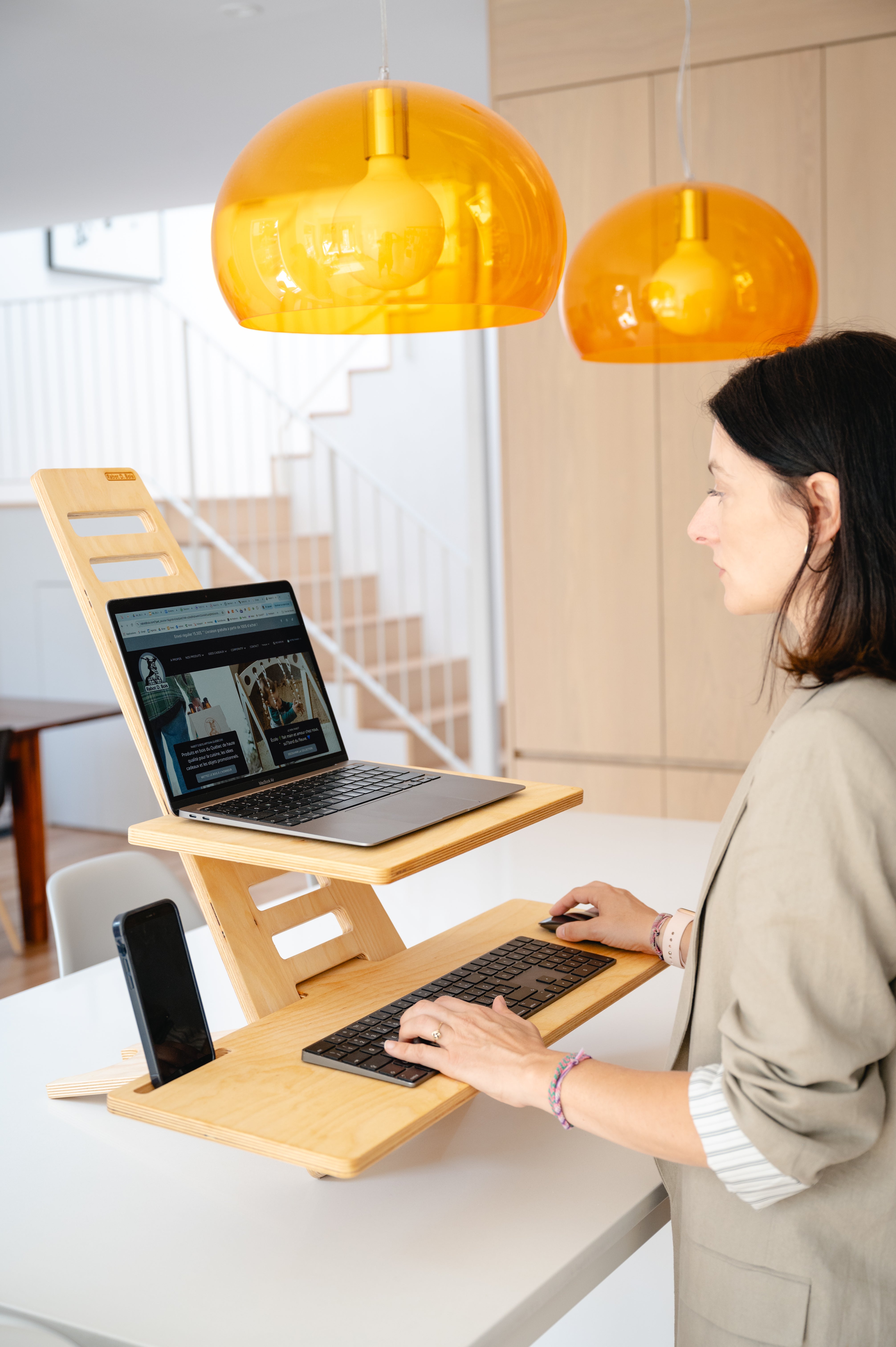 Station de travail en bois Assis-Debout