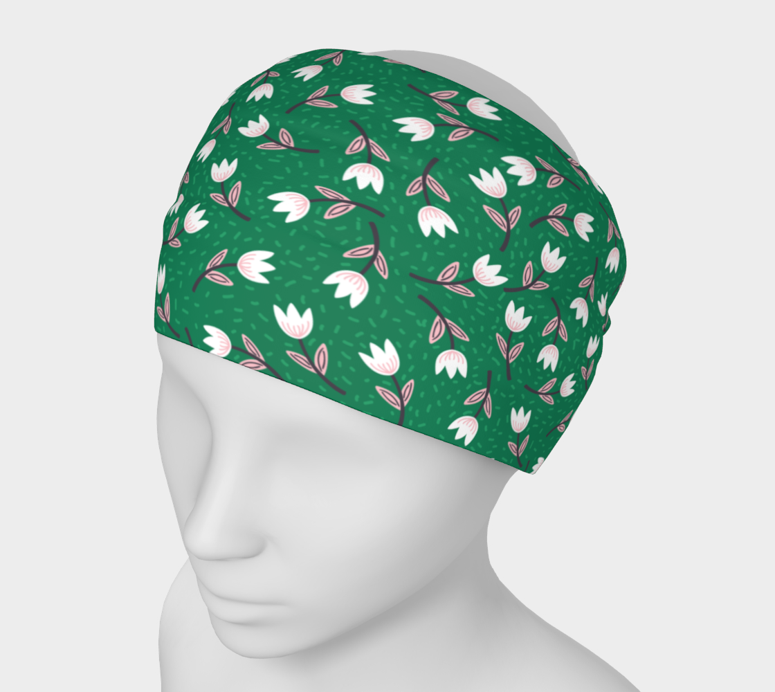 Bandeau ou foulard aux tulipes printanières vertes