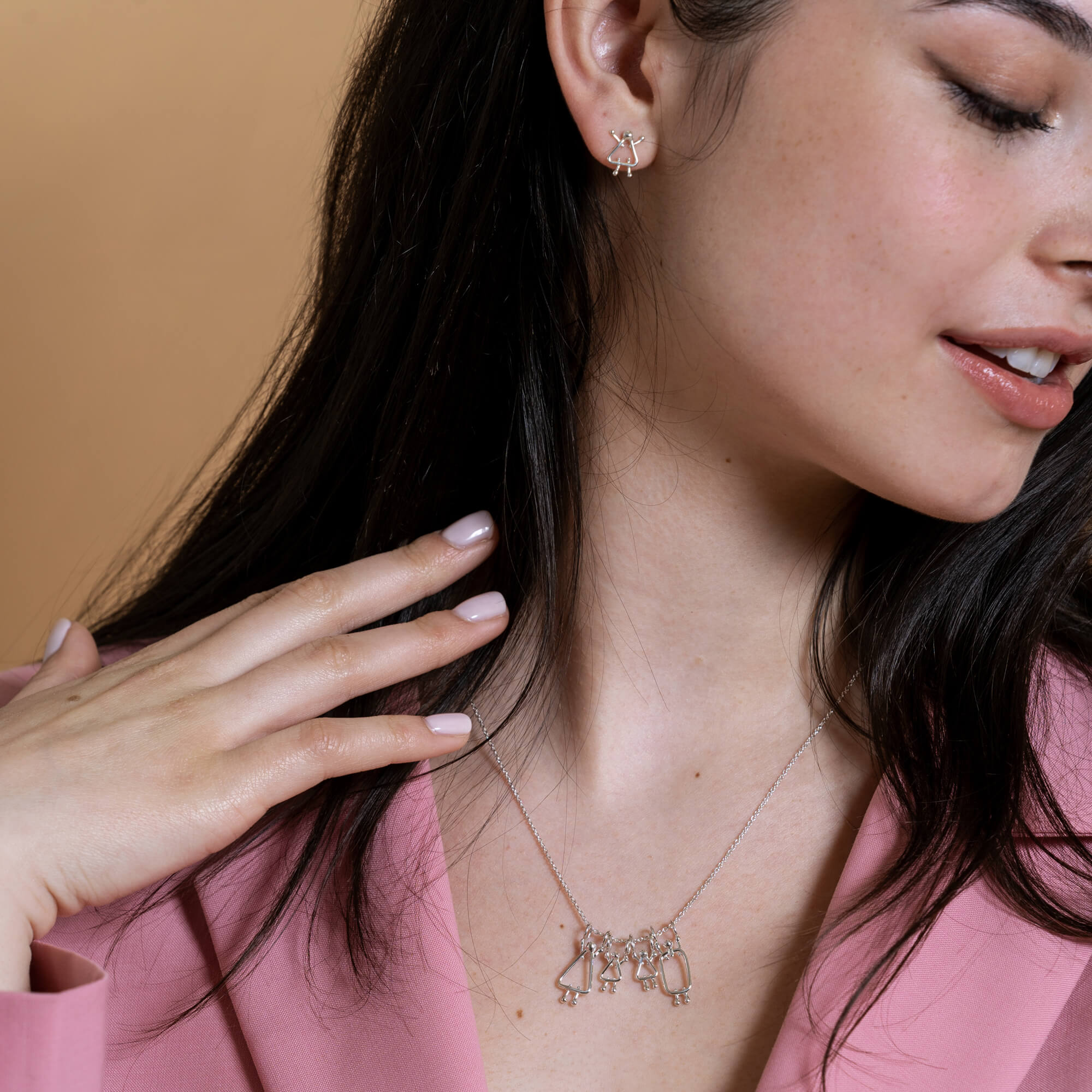 Gift for moms of 2 girls - Sterling silver necklace