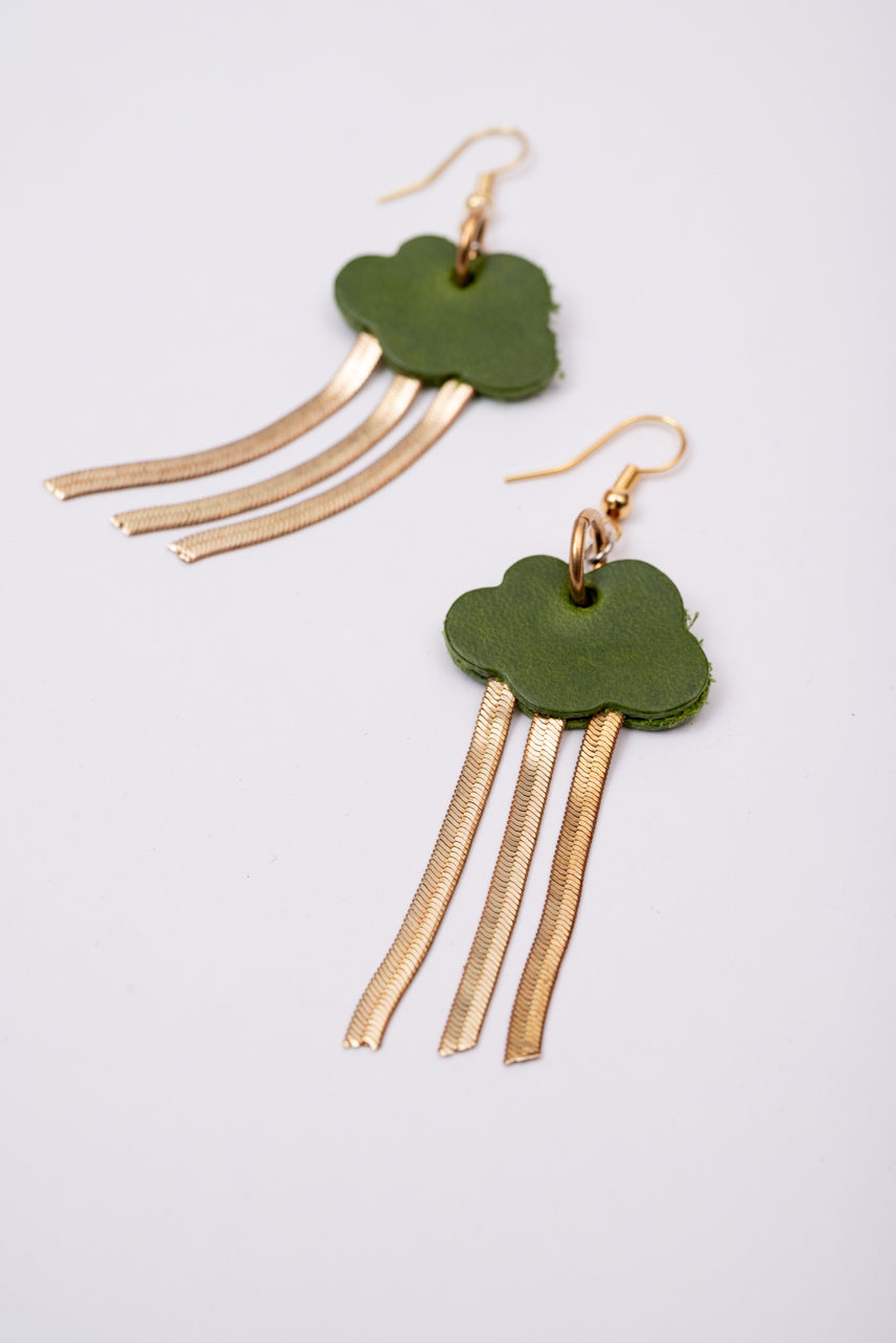 Boucles d'oreilles en cuir et laiton modèle NUAGE