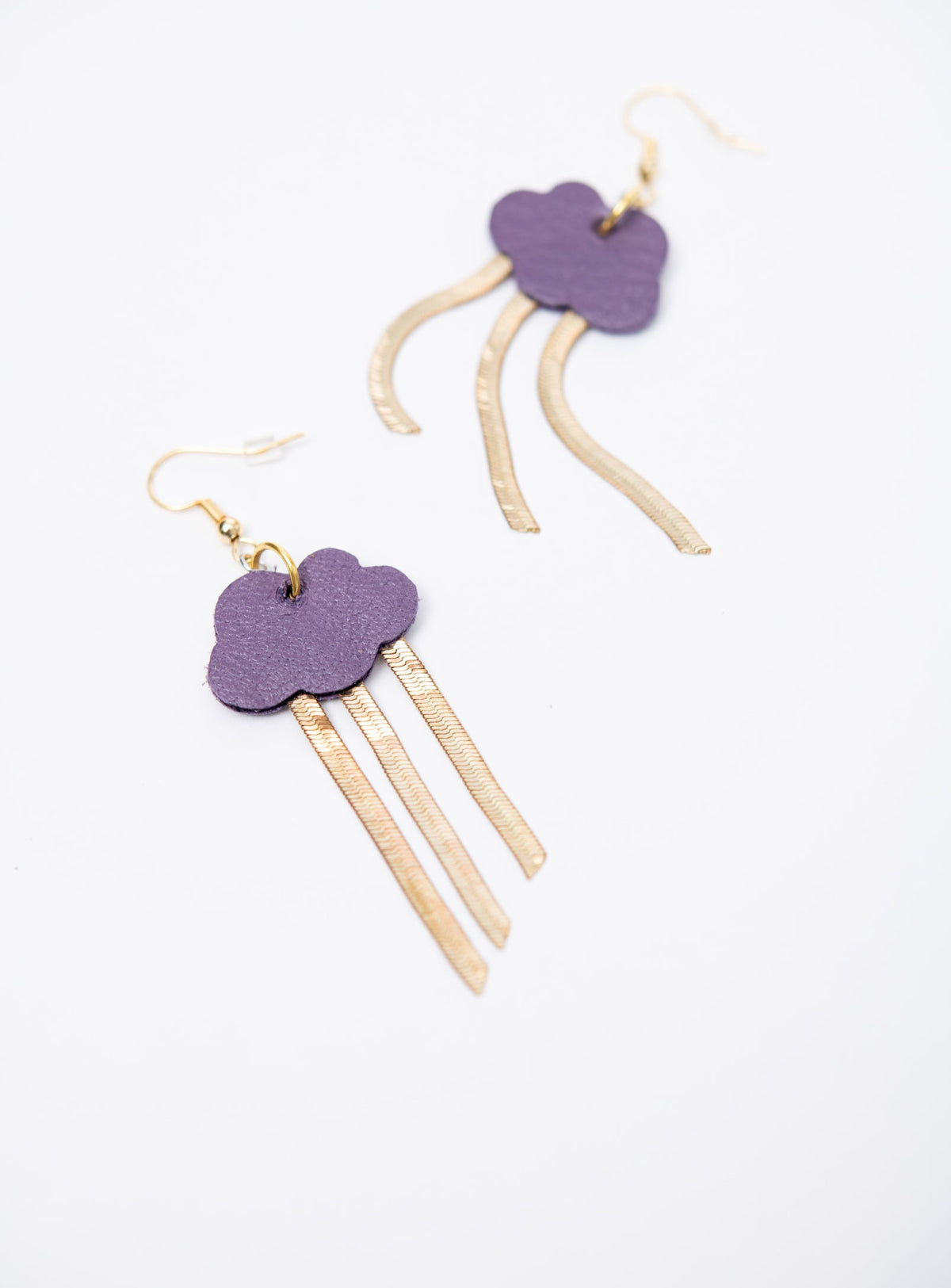 Boucles d'oreilles en cuir et laiton modèle NUAGE