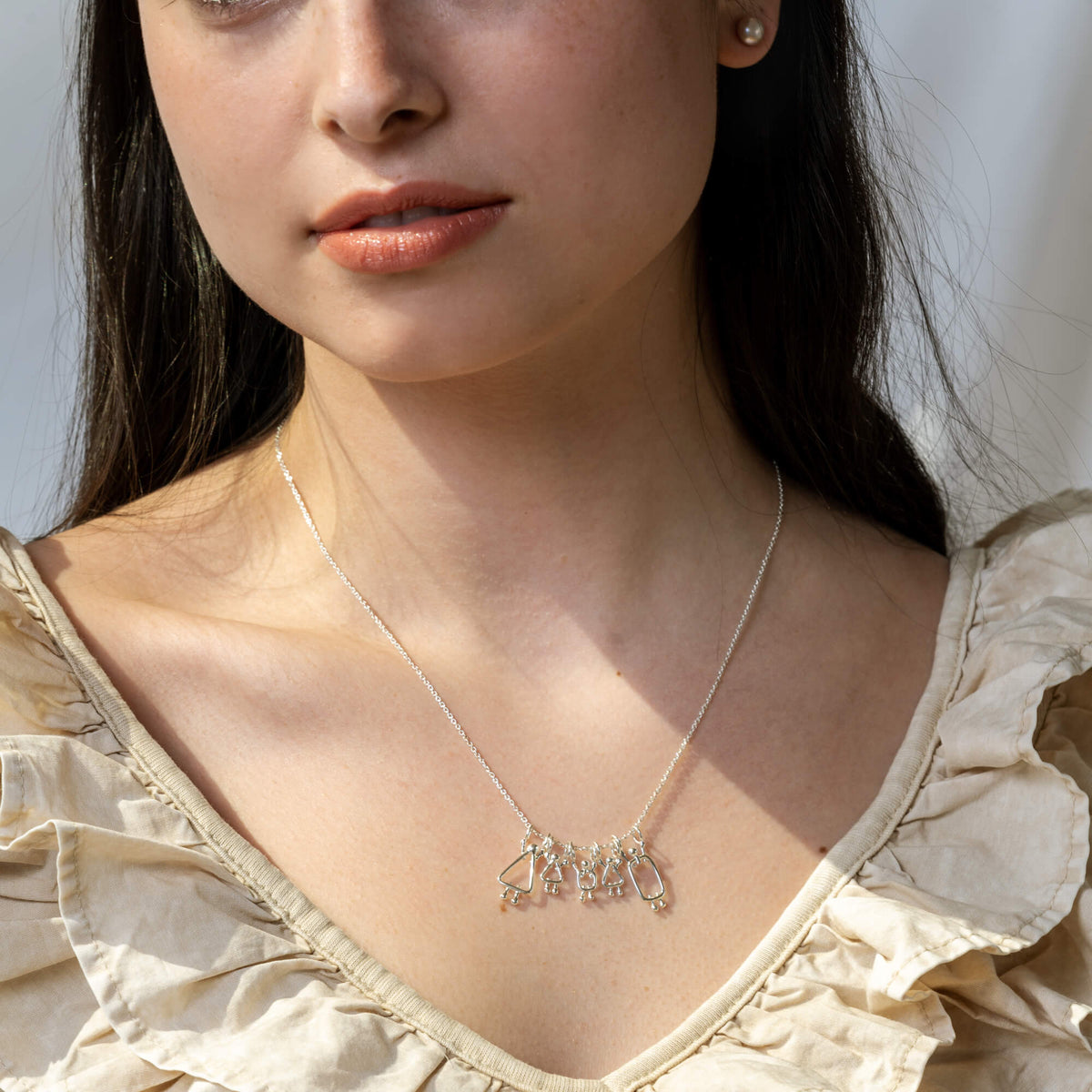 Collier maman, 2 filles, garçon et papa