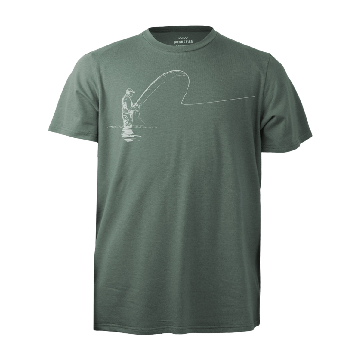 T-Shirt Homme Sauge - Pêche - BONNETIER