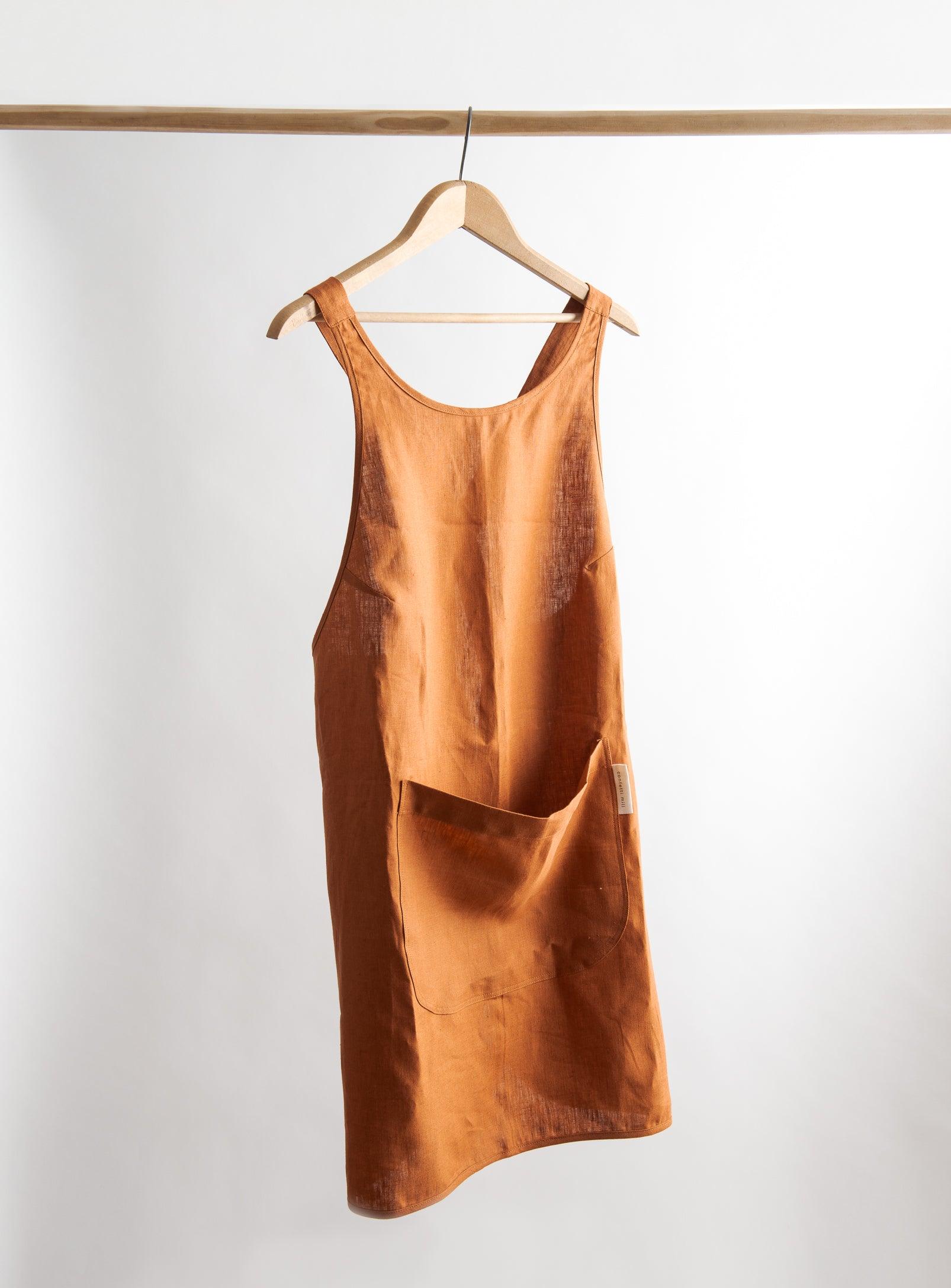 Tablier en lin - Orange brûlé