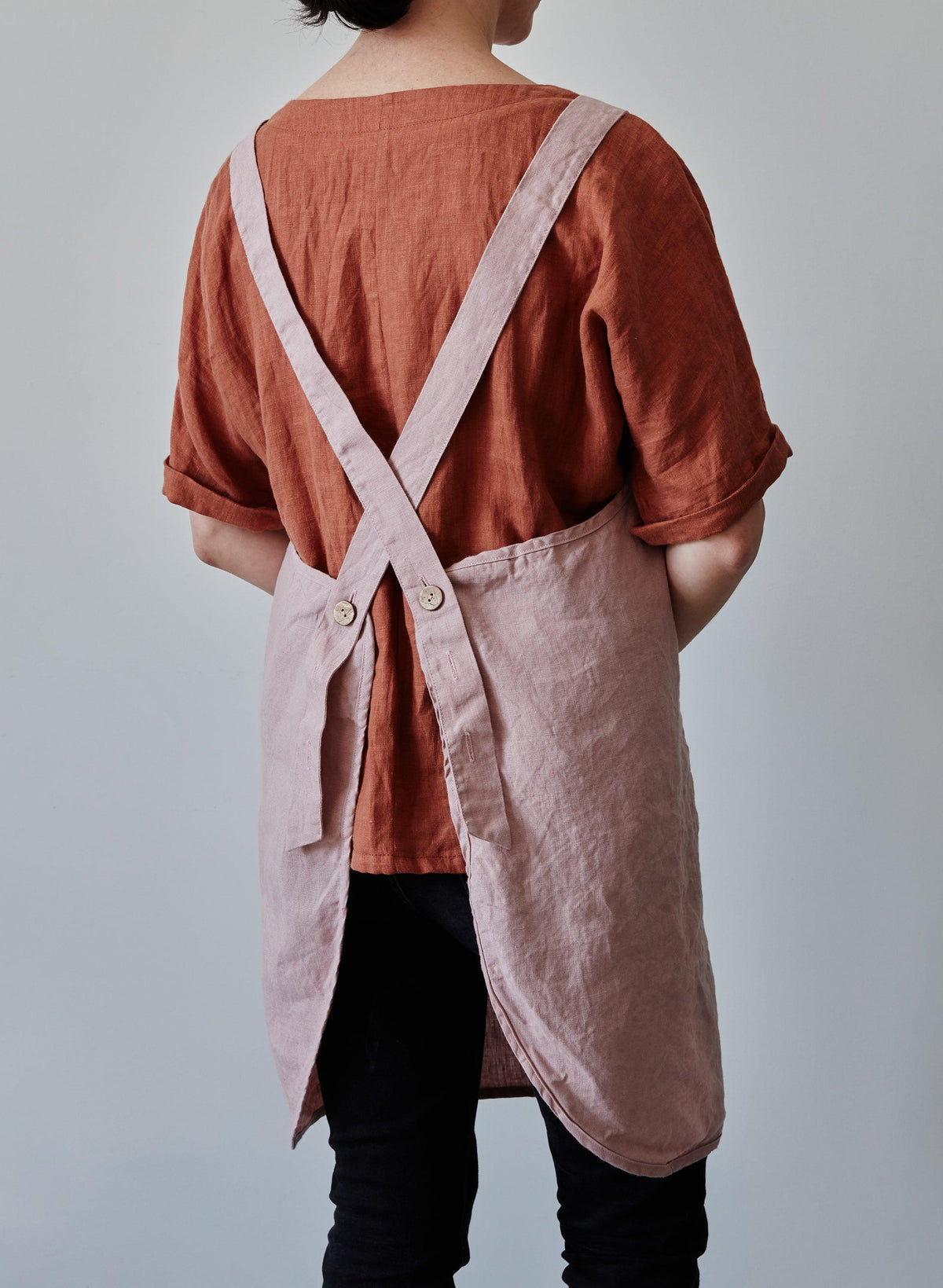 Tablier en lin - Rose poudré