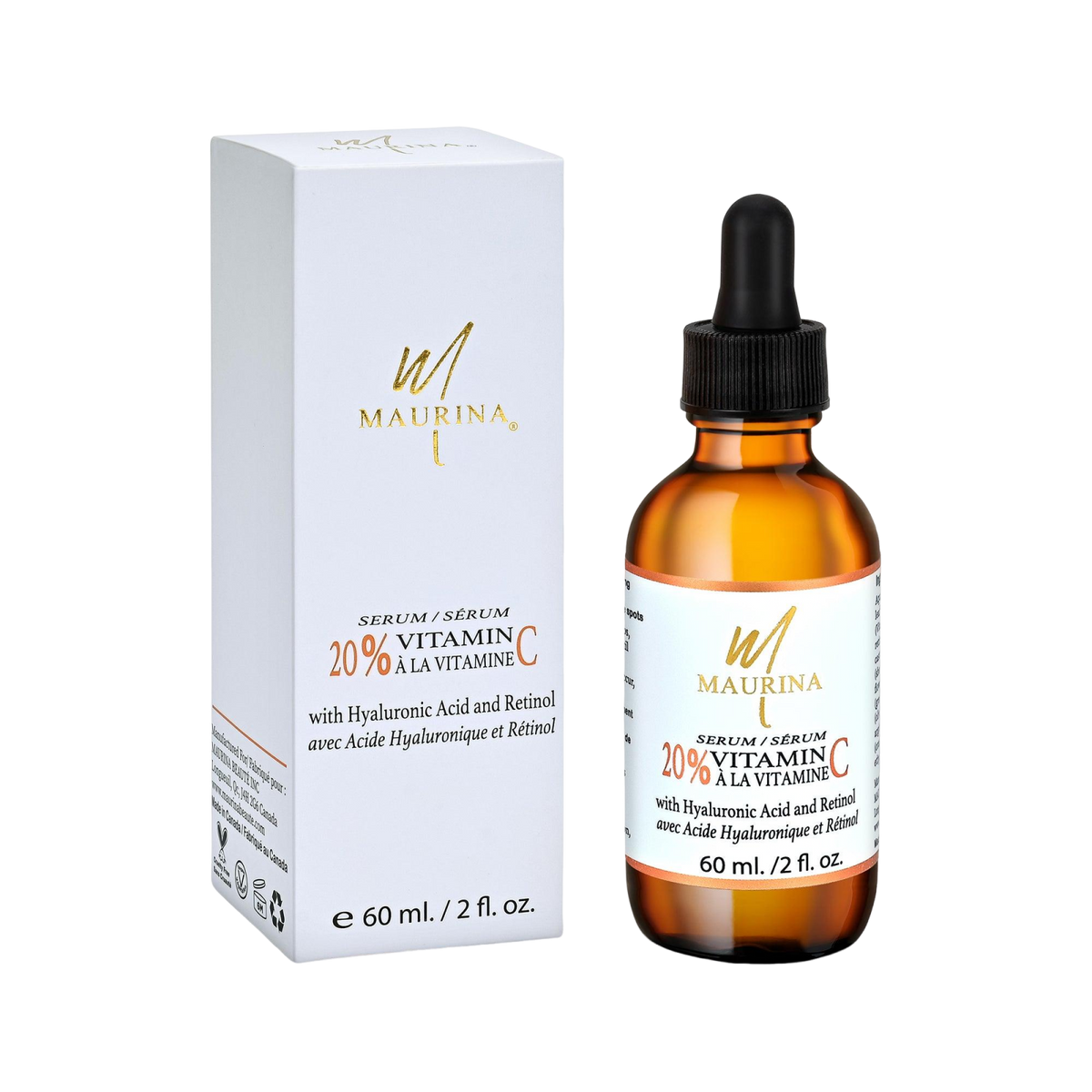 Sérum Visage 20 % Vitamine C avec Acide Hyaluronique et Rétinol