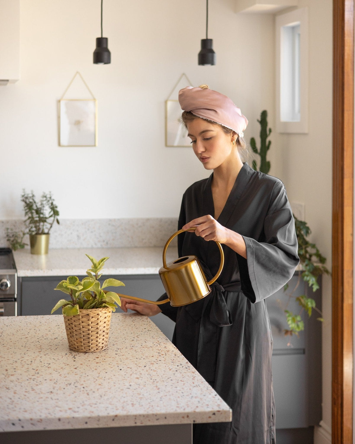 Serviette en bonnet pour les cheveux