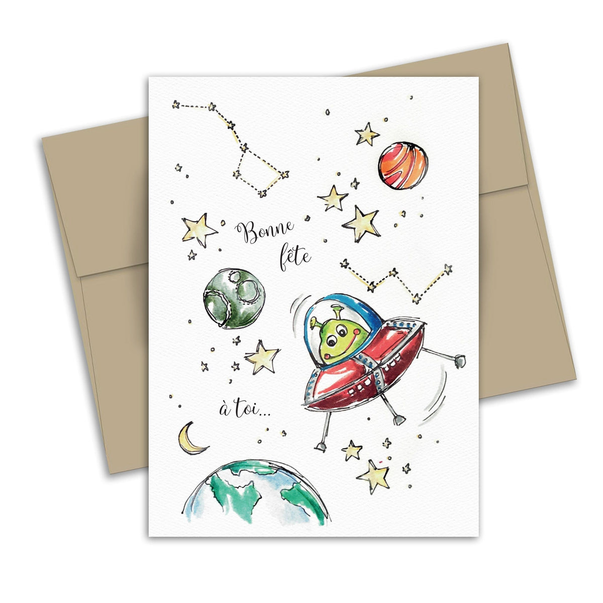 Carte de souhaits - Anniversaire - Cosmique